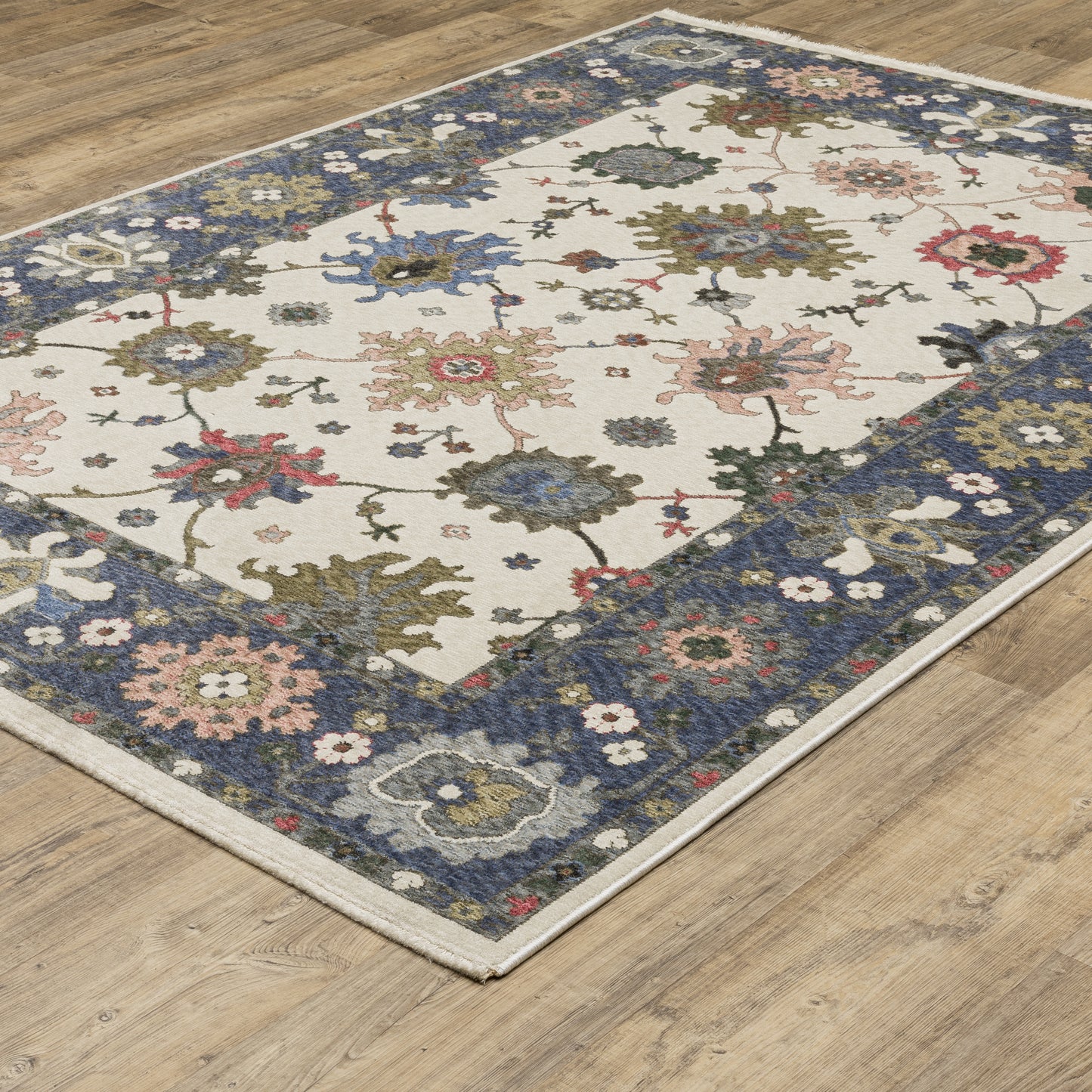 Oriental Weavers Hastings HA01E Ivory Blue Casual Power-Loomed Rug