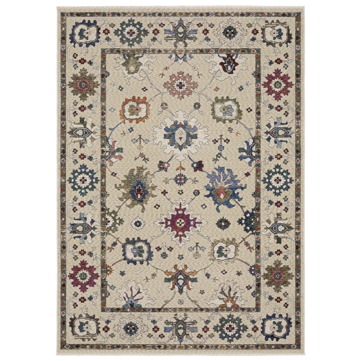 Oriental Weavers Hastings HA01W Ivory Multi Casual Power-Loomed Rug