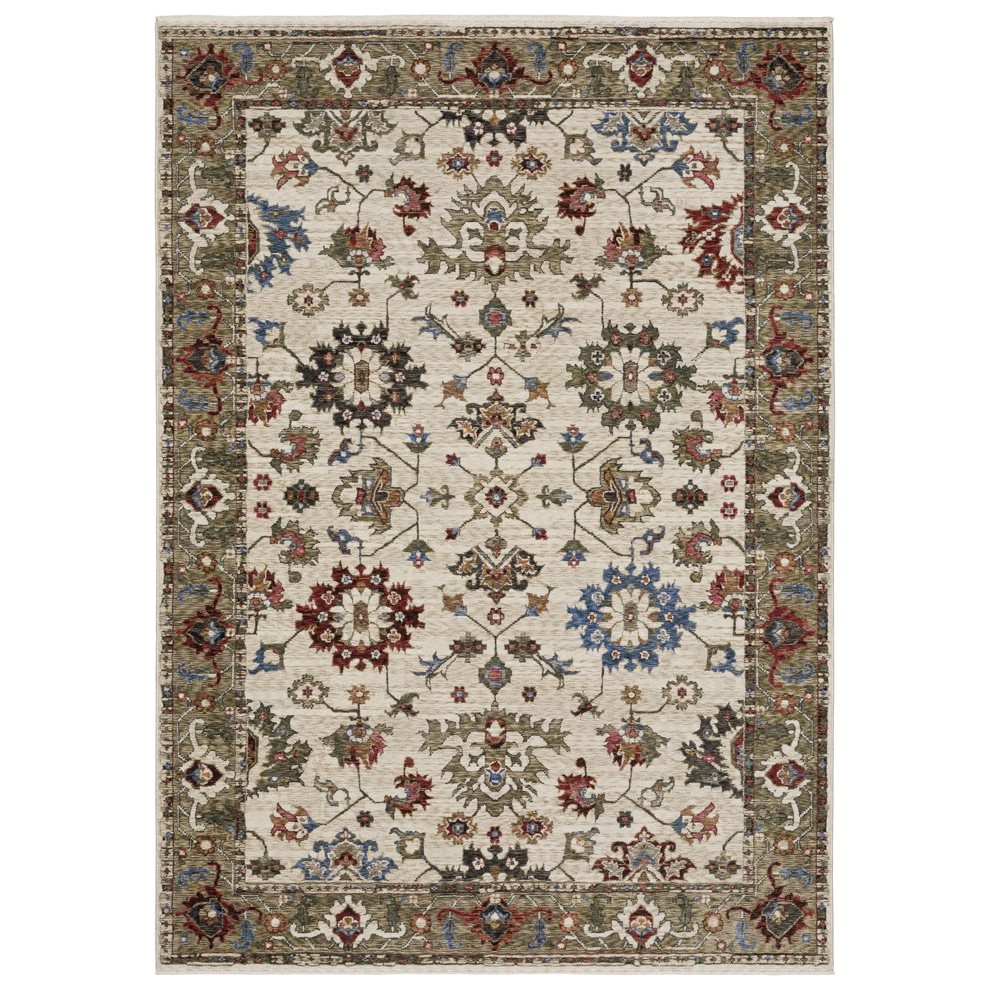 Oriental Weavers Hastings HA03W Ivory Green Casual Power-Loomed Rug