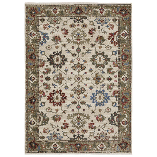 Oriental Weavers Hastings HA03W Ivory Green Casual Power-Loomed Rug