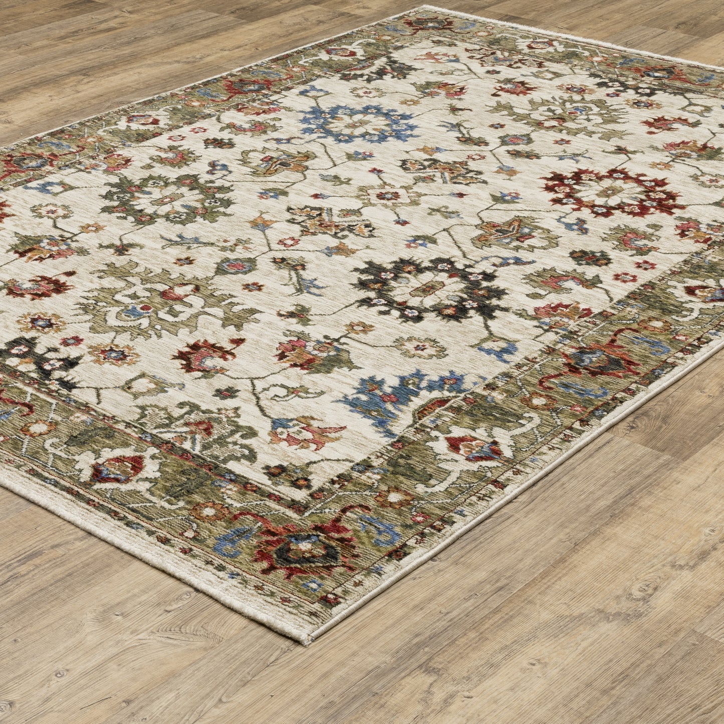 Oriental Weavers Hastings HA03W Ivory Green Casual Power-Loomed Rug