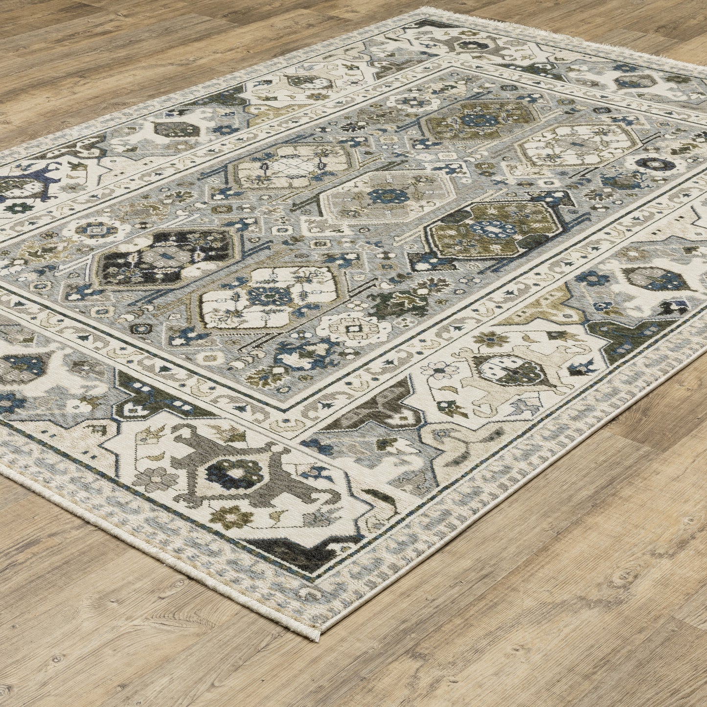 Oriental Weavers Hastings HA04U Ivory Blue Casual Power-Loomed Rug