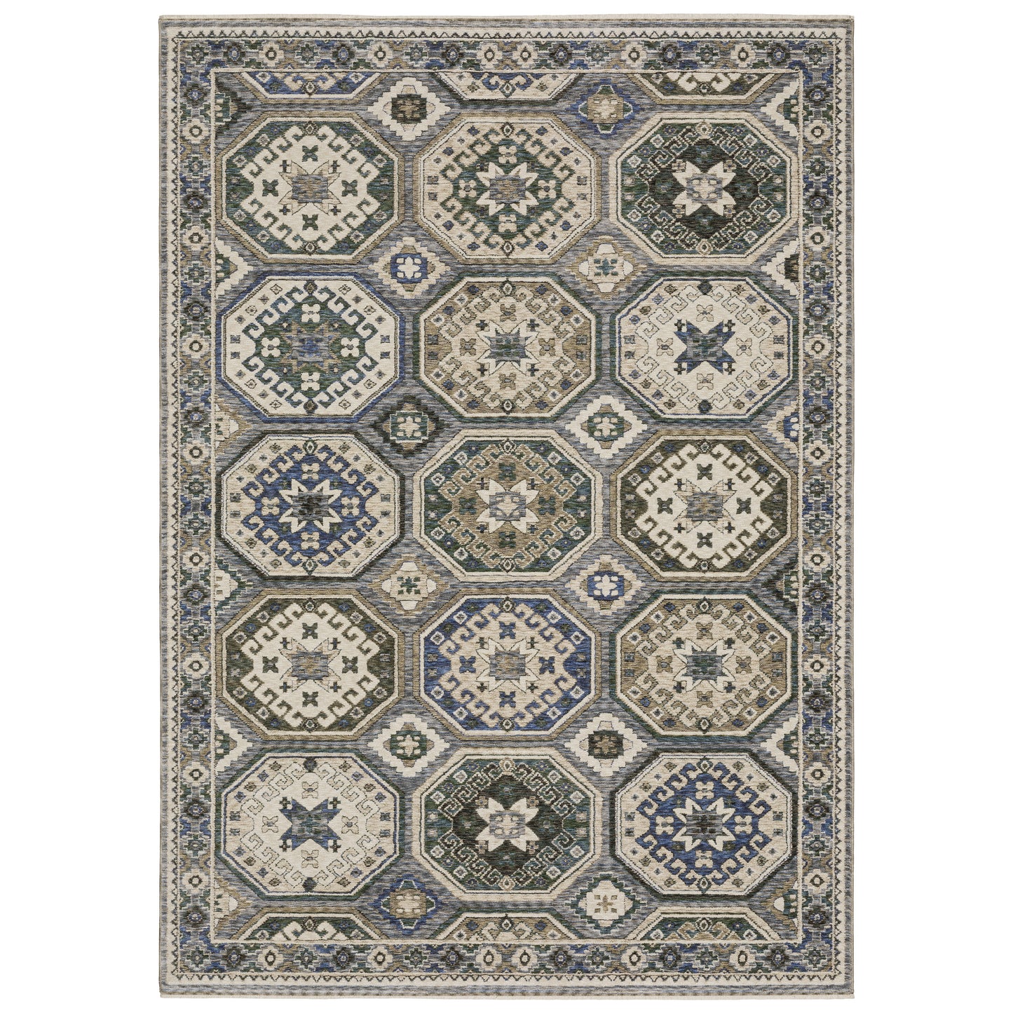 Oriental Weavers Hastings HA05H Ivory Blue Casual Power-Loomed Rug