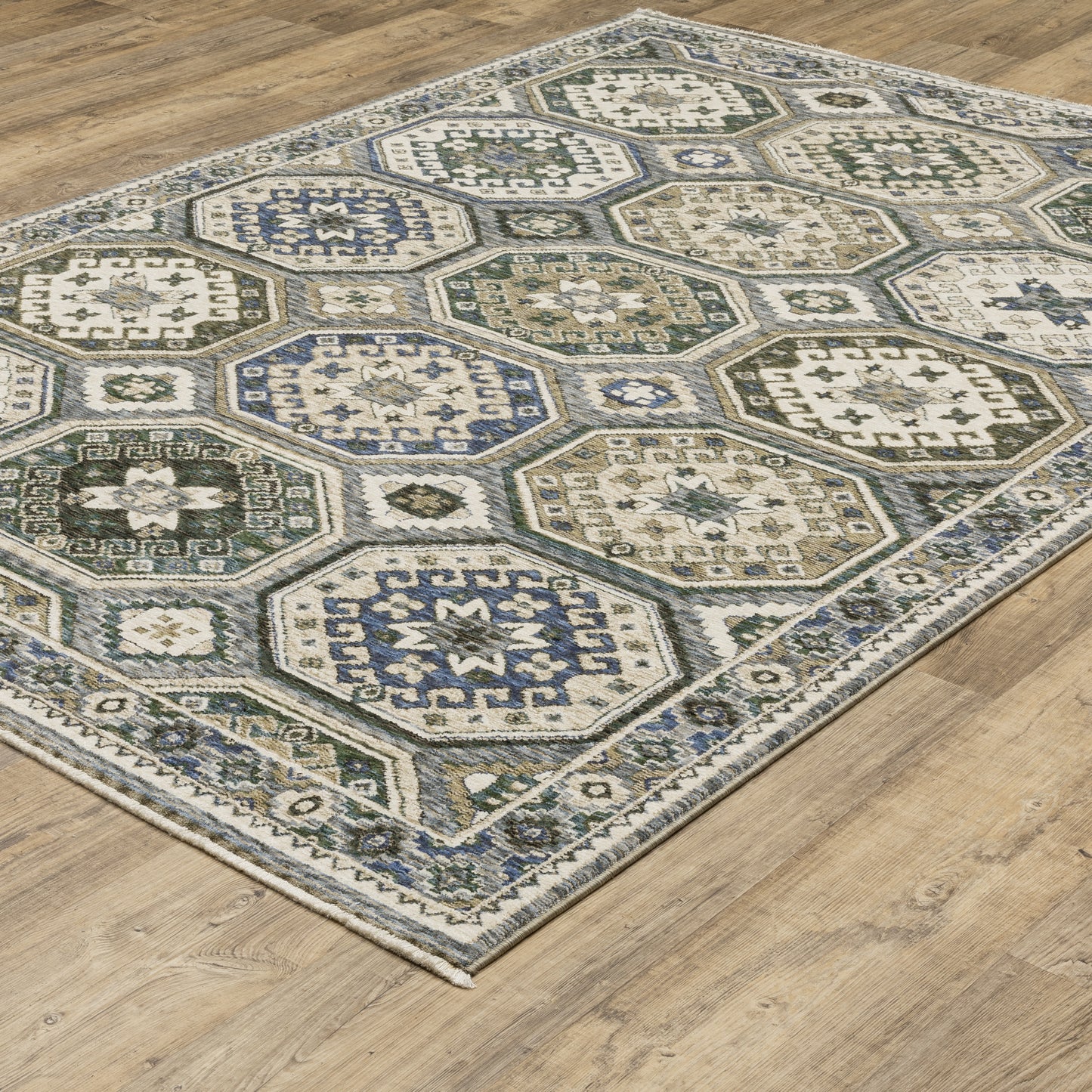 Oriental Weavers Hastings HA05H Ivory Blue Casual Power-Loomed Rug