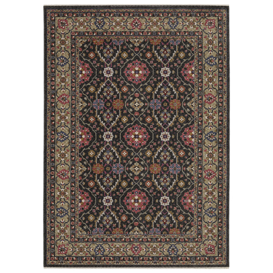 Oriental Weavers Hastings HA07D Charcoal Pink Traditional Power-Loomed Rug