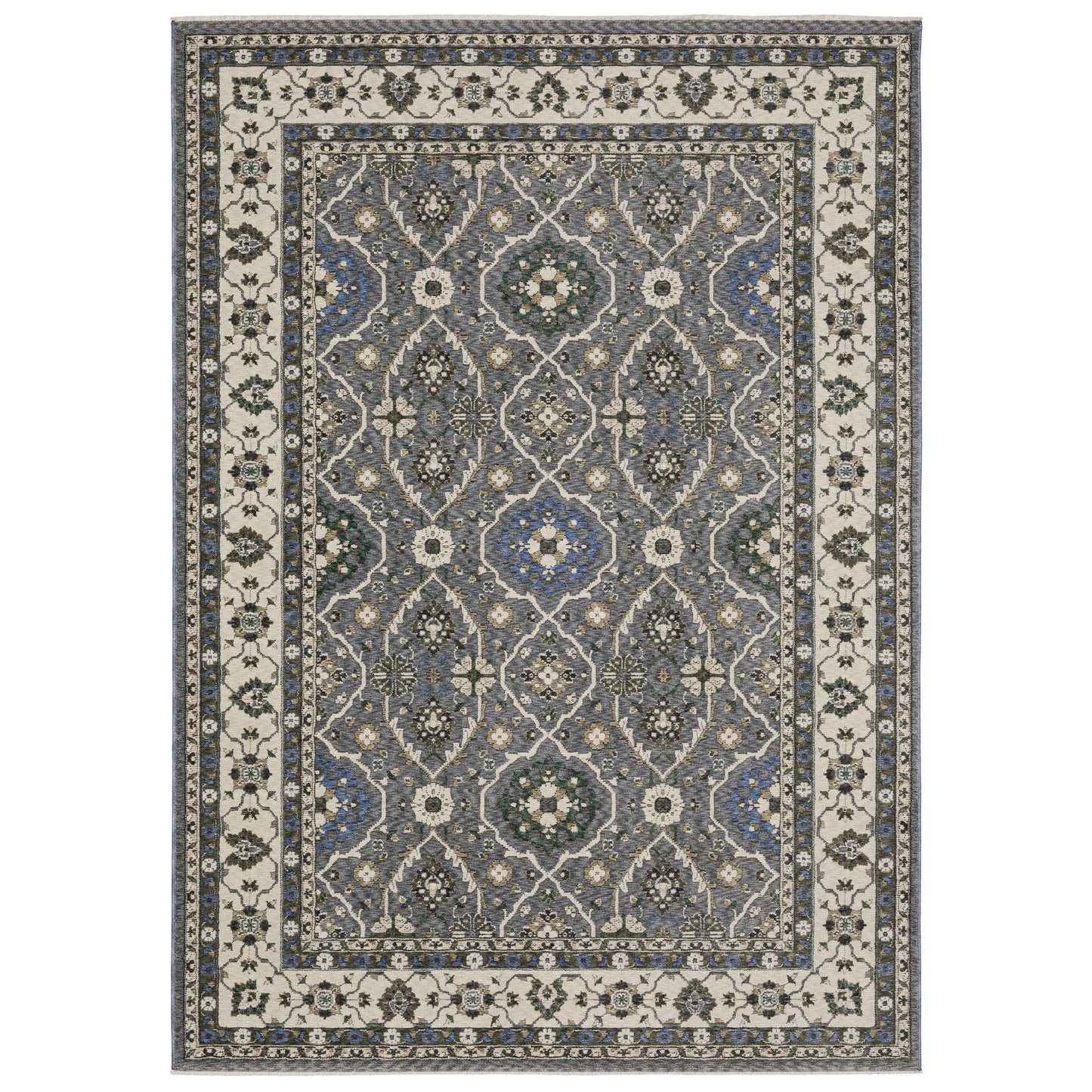 Oriental Weavers Hastings HA07H Blue Ivory Traditional Power-Loomed Rug