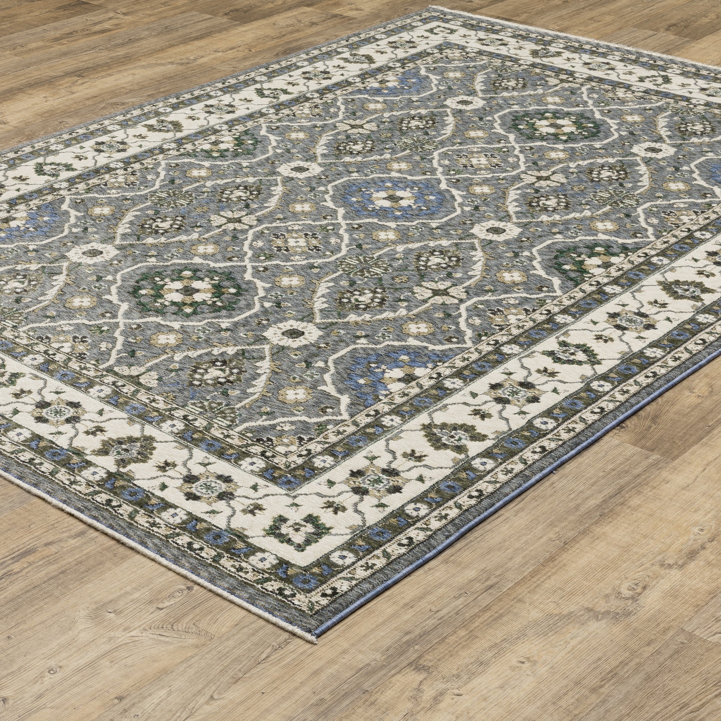 Oriental Weavers Hastings HA07H Blue Ivory Traditional Power-Loomed Rug