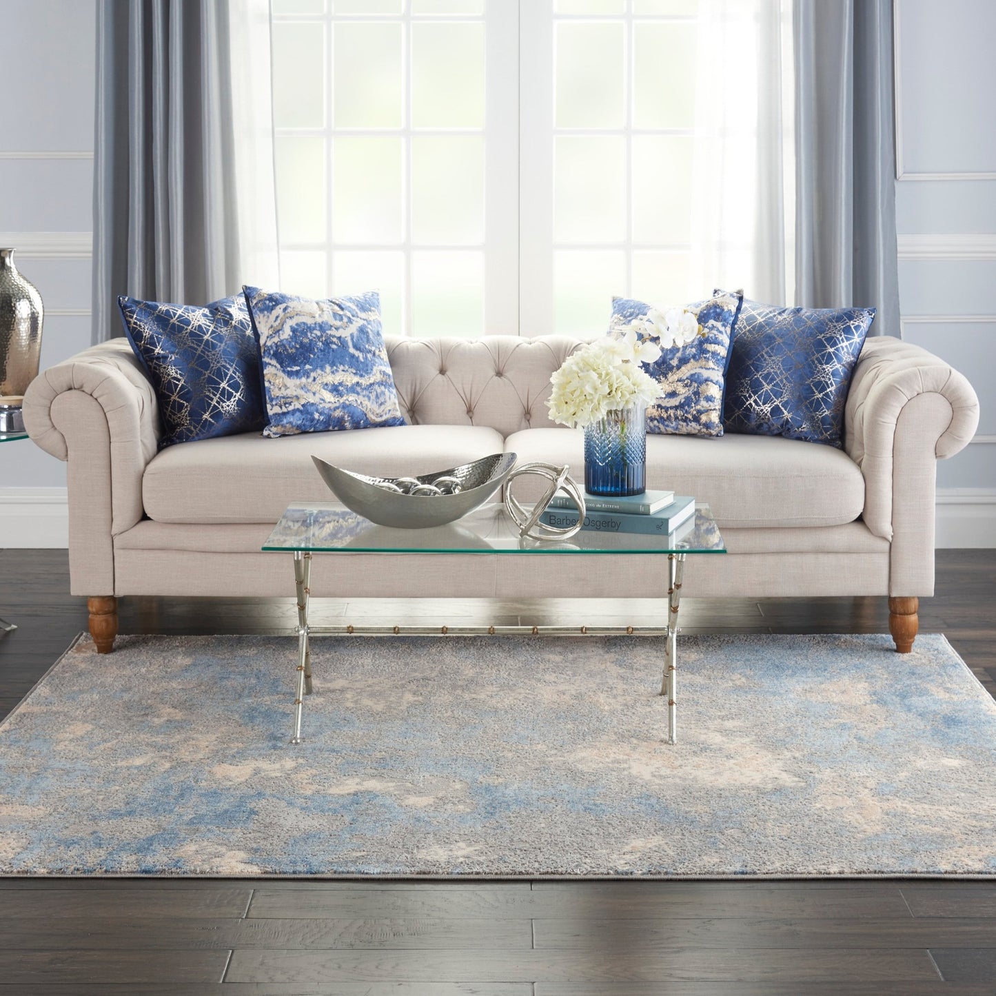 Inspire Me! Home Décor Joli IMHR1 Ivory Blue Contemporary Machinemade Rug - Rugs - Inspire Me! Home Décor - Atlanta Designer Rugs