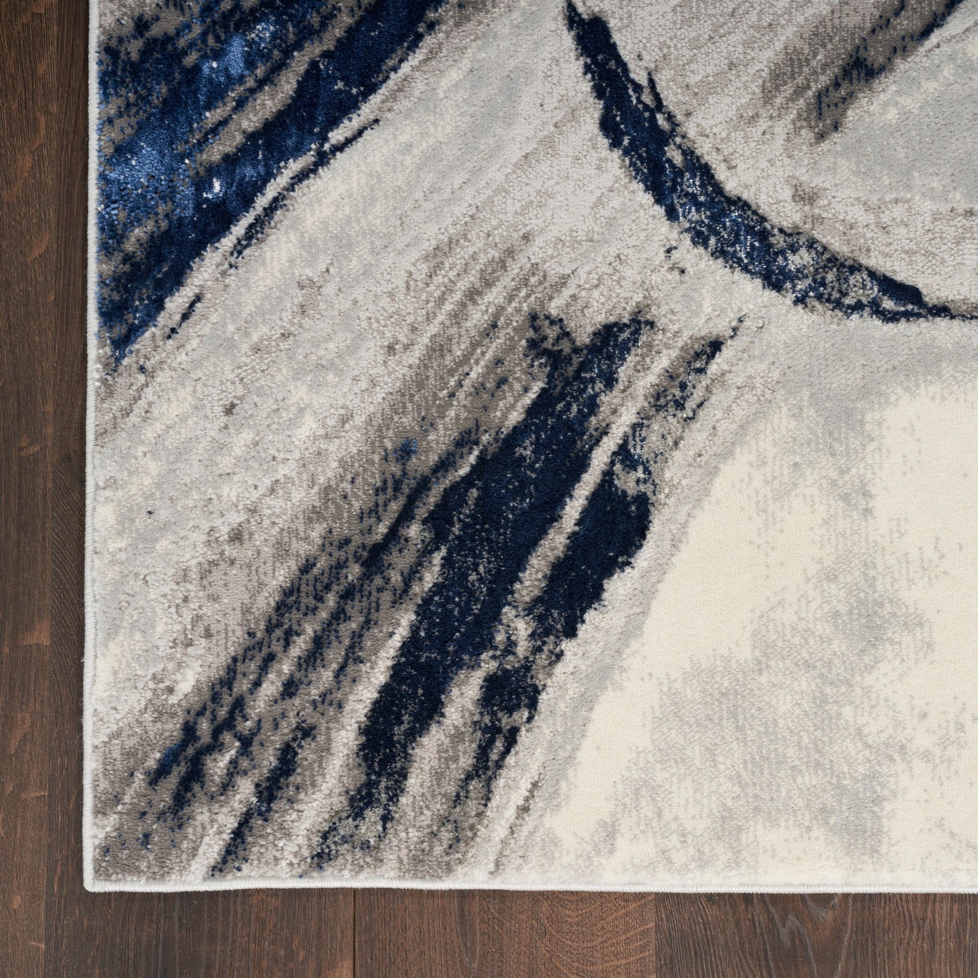 Inspire Me! Home Décor Brushstrokes BSK02 Grey Navy Contemporary Machinemade Rug - Rugs - Inspire Me! Home Décor - Atlanta Designer Rugs