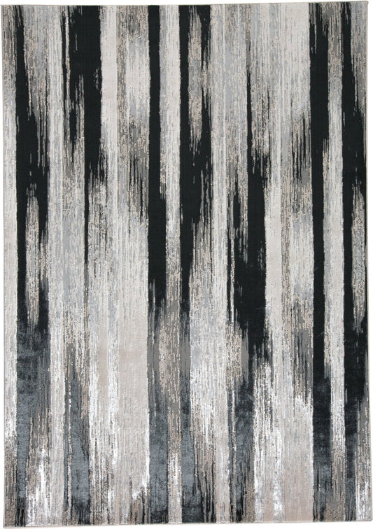 Feizy Micah 3338F Black Silver Abstract Machine Woven Rug - Rugs - Feizy - Atlanta Designer Rugs