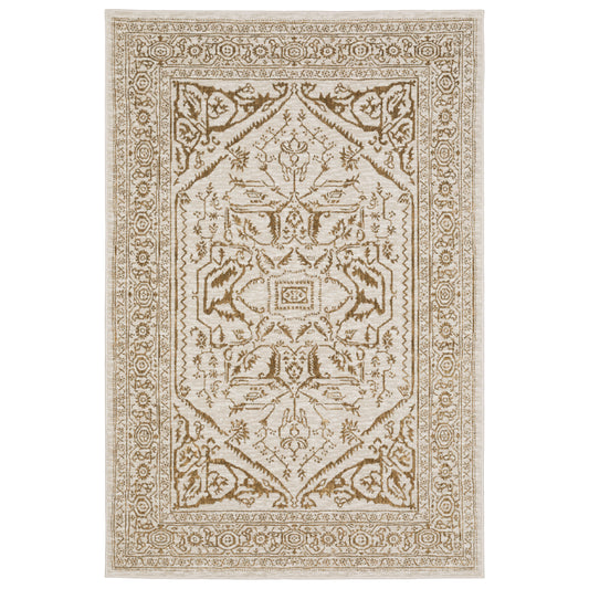 Oriental Weavers Intrigue INT03 Ivory Gold Traditional Power-Loomed Rug