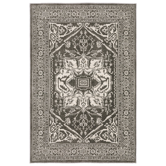 Oriental Weavers Intrigue INT04 Grey Ivory Traditional Power-Loomed Rug