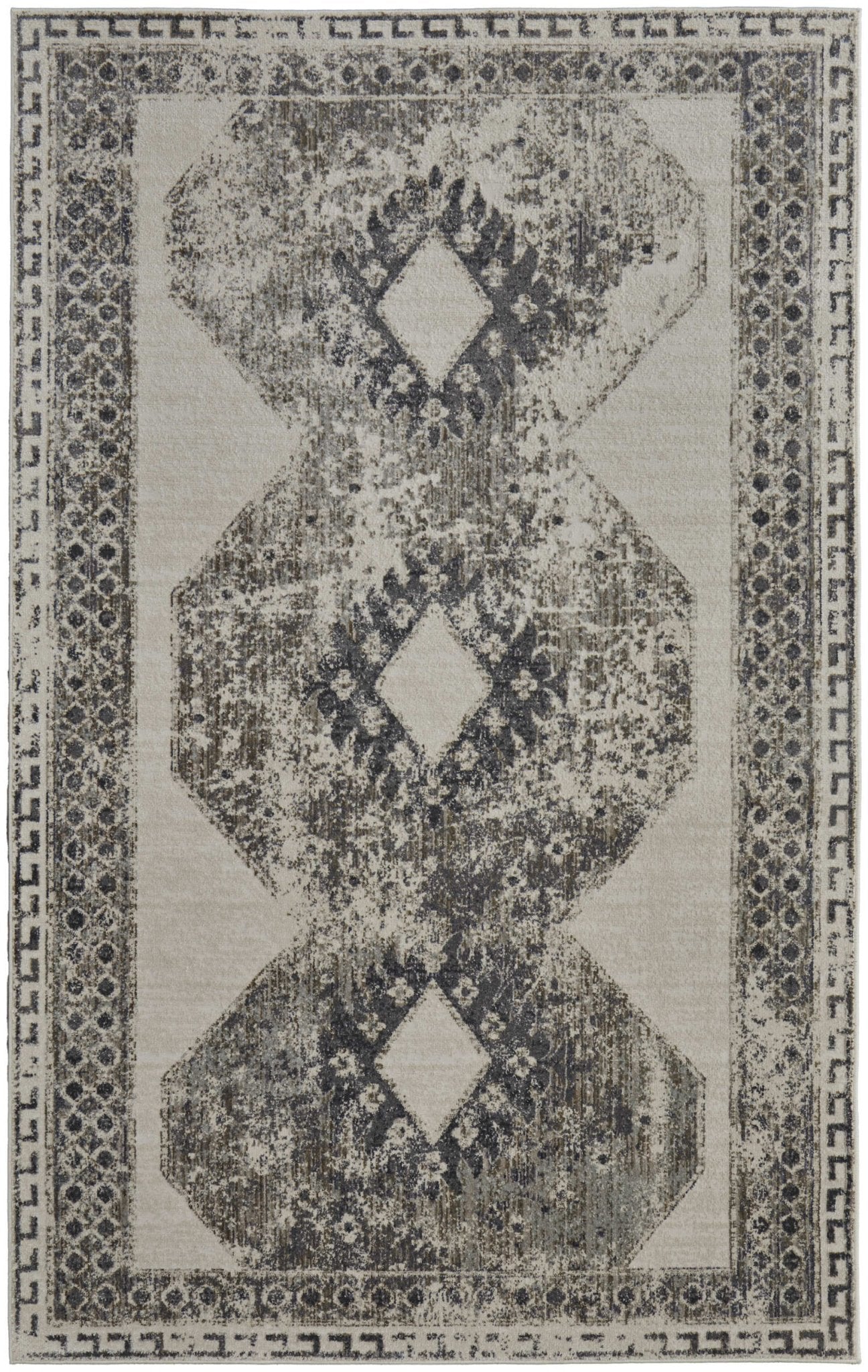 Feizy Kano 39LJF Ivory Charcoal Transitional/Classic/Bohemian Rug - Rugs - Feizy - Atlanta Designer Rugs