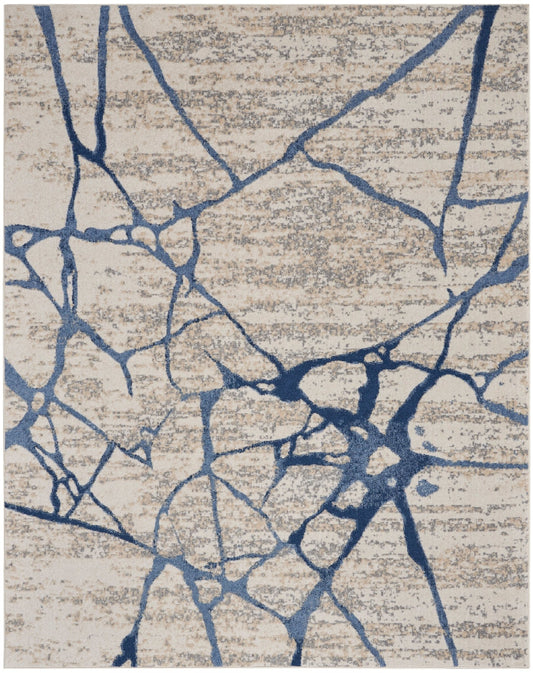 Calvin Klein River Flow RFV05 Ivory Blue Contemporary Machinemade Rug - Rugs - Calvin Klein - Atlanta Designer Rugs