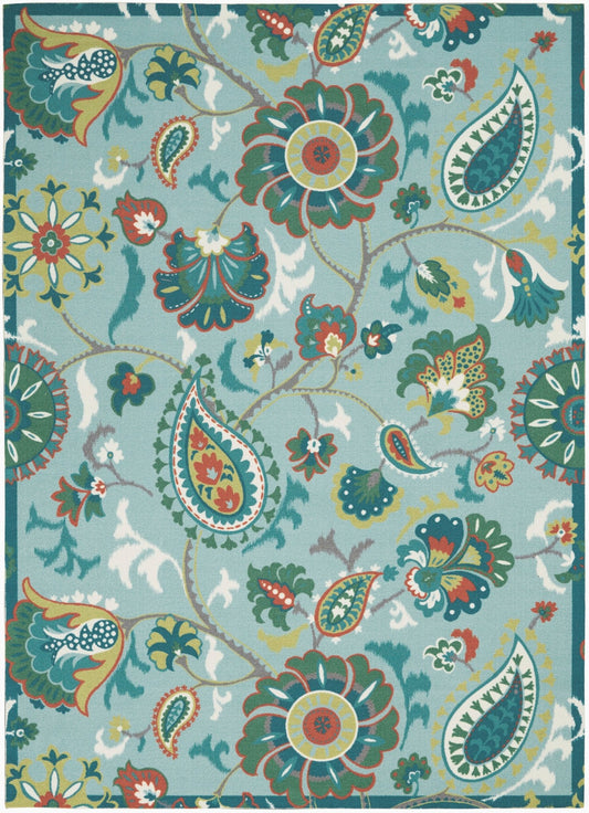 Waverly Sun N Shade SND73 Light Blue Transitional Machinemade Rug - Rugs - Waverly - Atlanta Designer Rugs