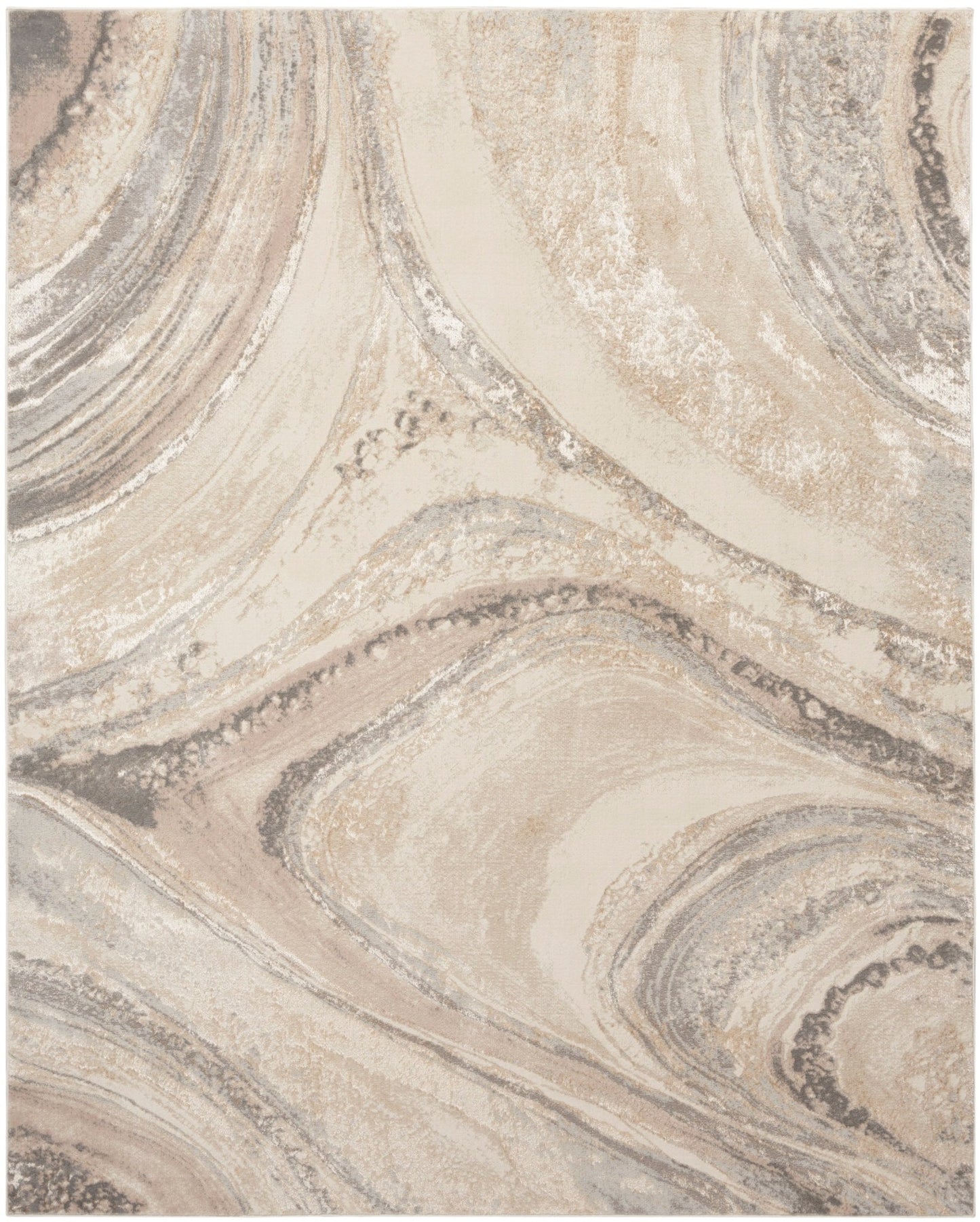 Inspire Me! Home Décor Brushstrokes BSK03 Cream Grey Contemporary Machinemade Rug - Rugs - Inspire Me! Home Décor - Atlanta Designer Rugs