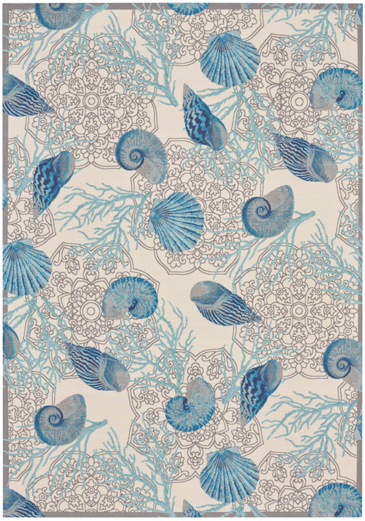 Waverly Sun N Shade  Ivory Blue  Contemporary