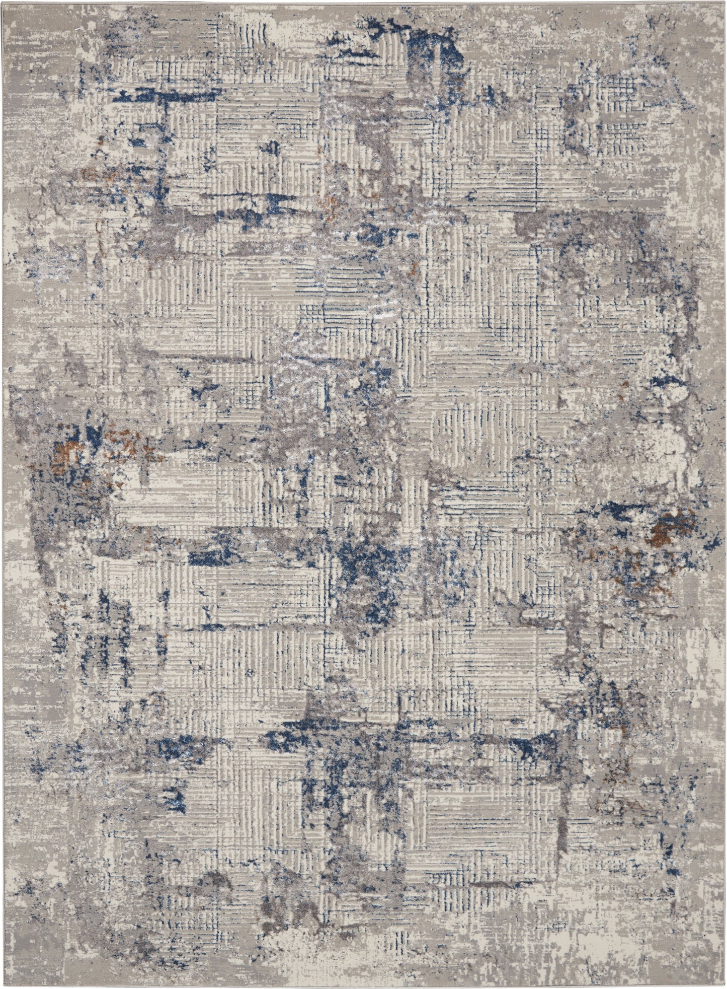 Nourison Royal Terrace KI41 Ivory Blue Contemporary Power-Loomed Rug