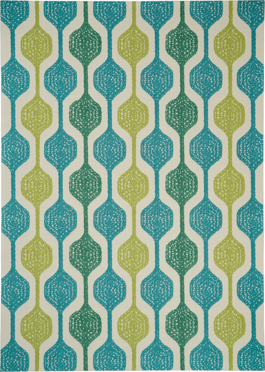 Waverly Sun N Shade  Ivory Aqua  Contemporary