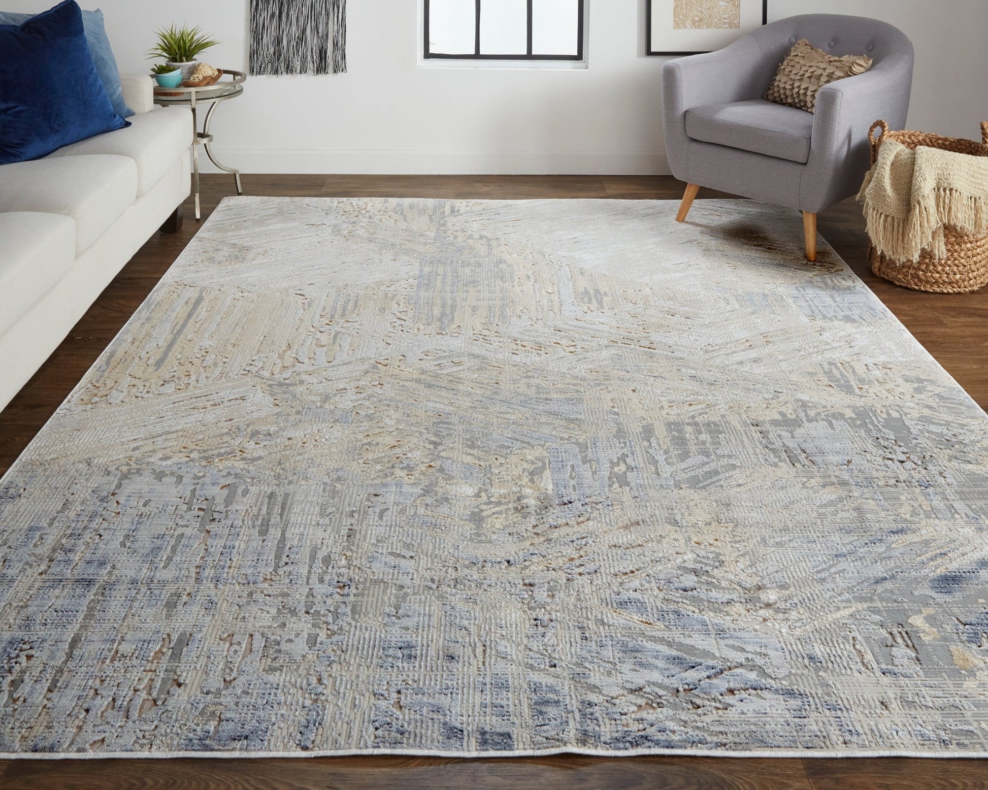 Feizy Laina 39G6F Gray Beige Abstract Machine Woven Rug - Rugs - Feizy - Atlanta Designer Rugs