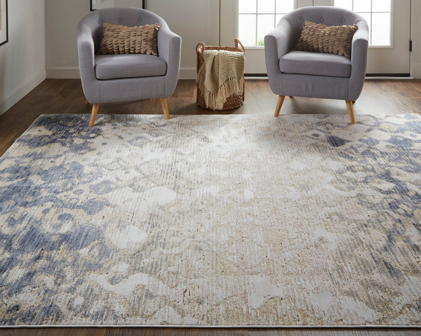 Feizy Laina 39G7F Blue Beige Transitional/Industrial/Casual Machine Woven Rug - Rugs - Feizy - Atlanta Designer Rugs