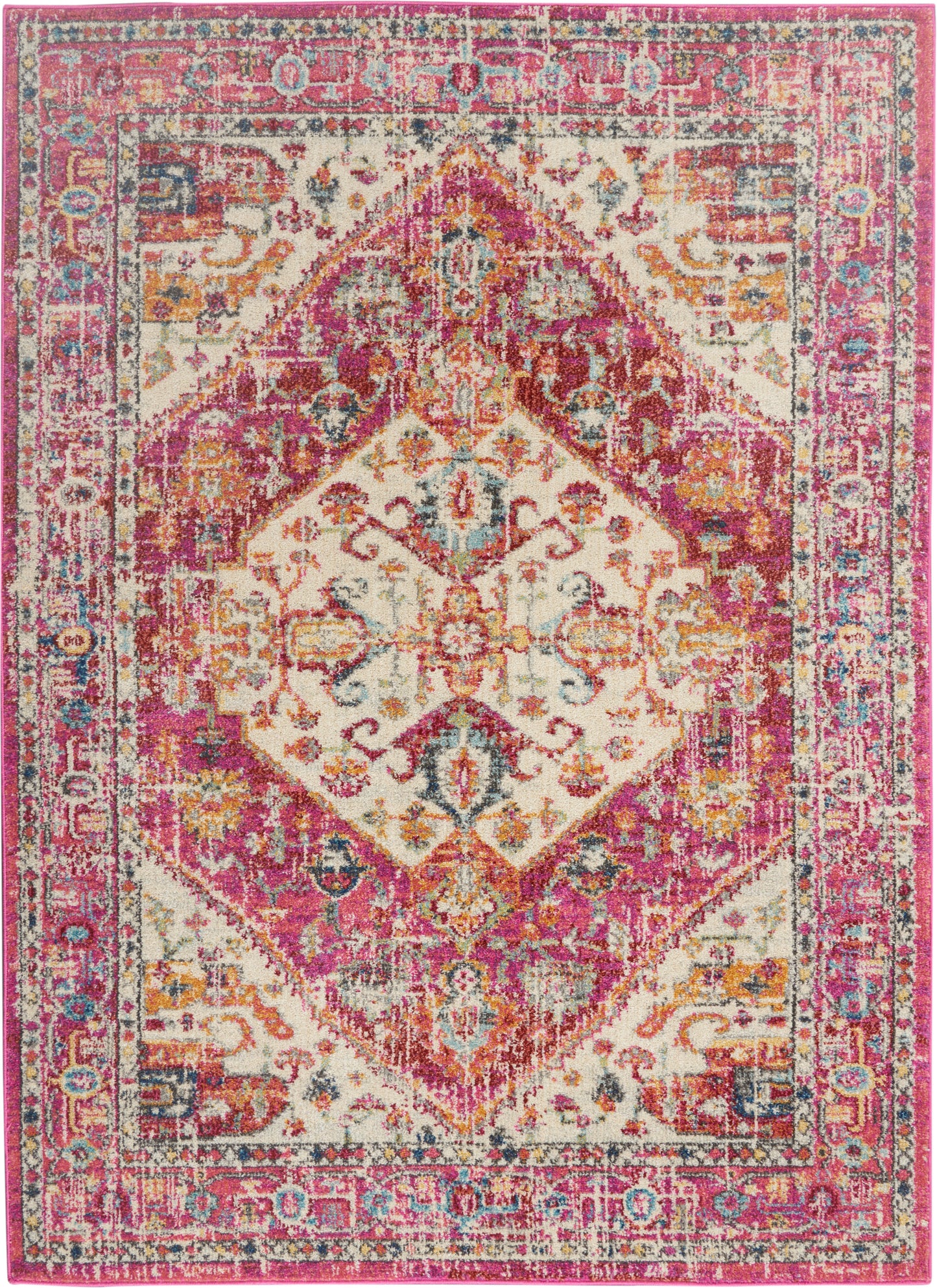 Nourison Home Passion PSN23 Ivory Pink Traditional Power-Loomed Rugs