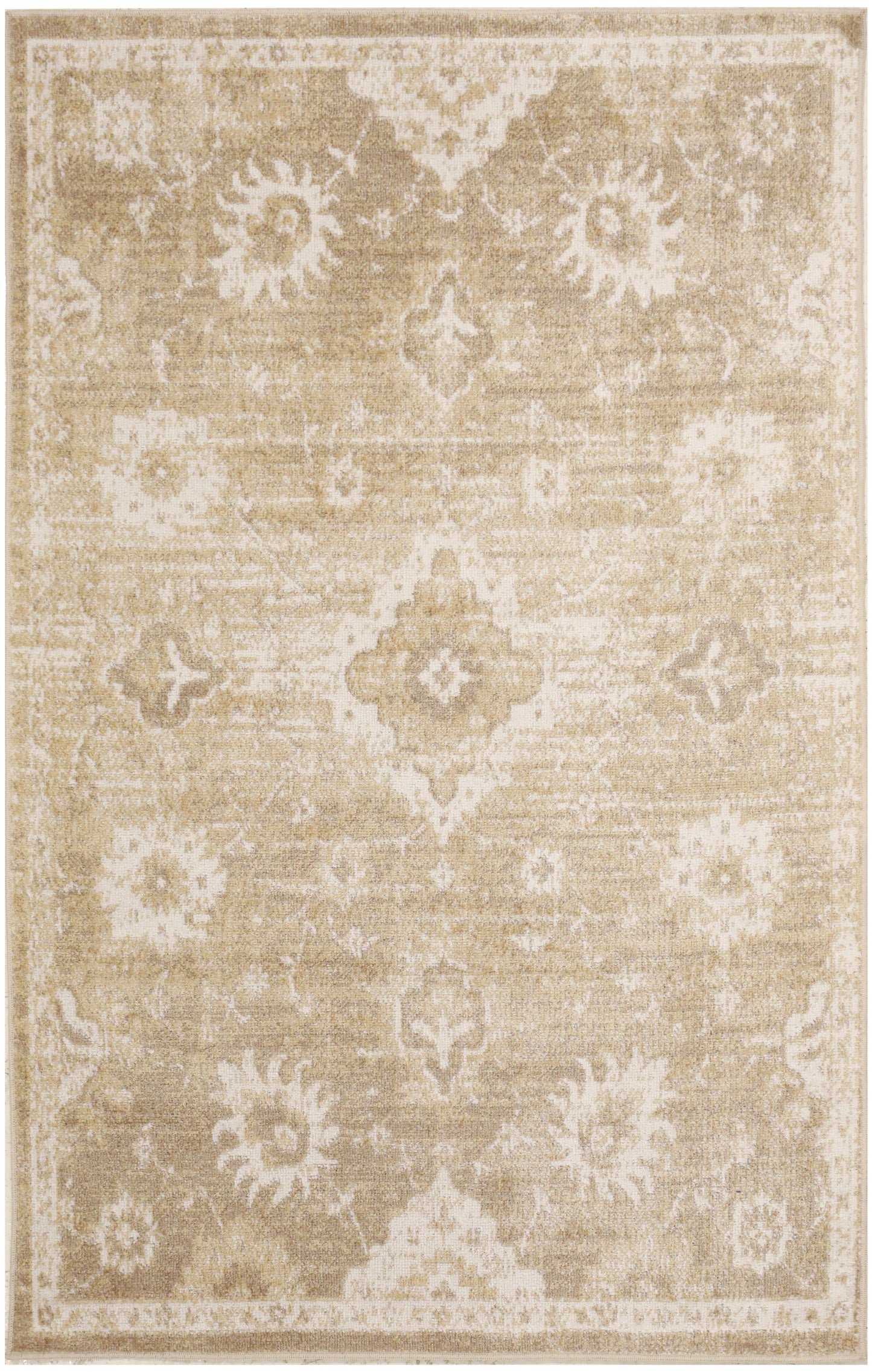 Nourison Home Astra Machine Washable ASW19 Ivory Gold Traditional Power-Loomed Rug