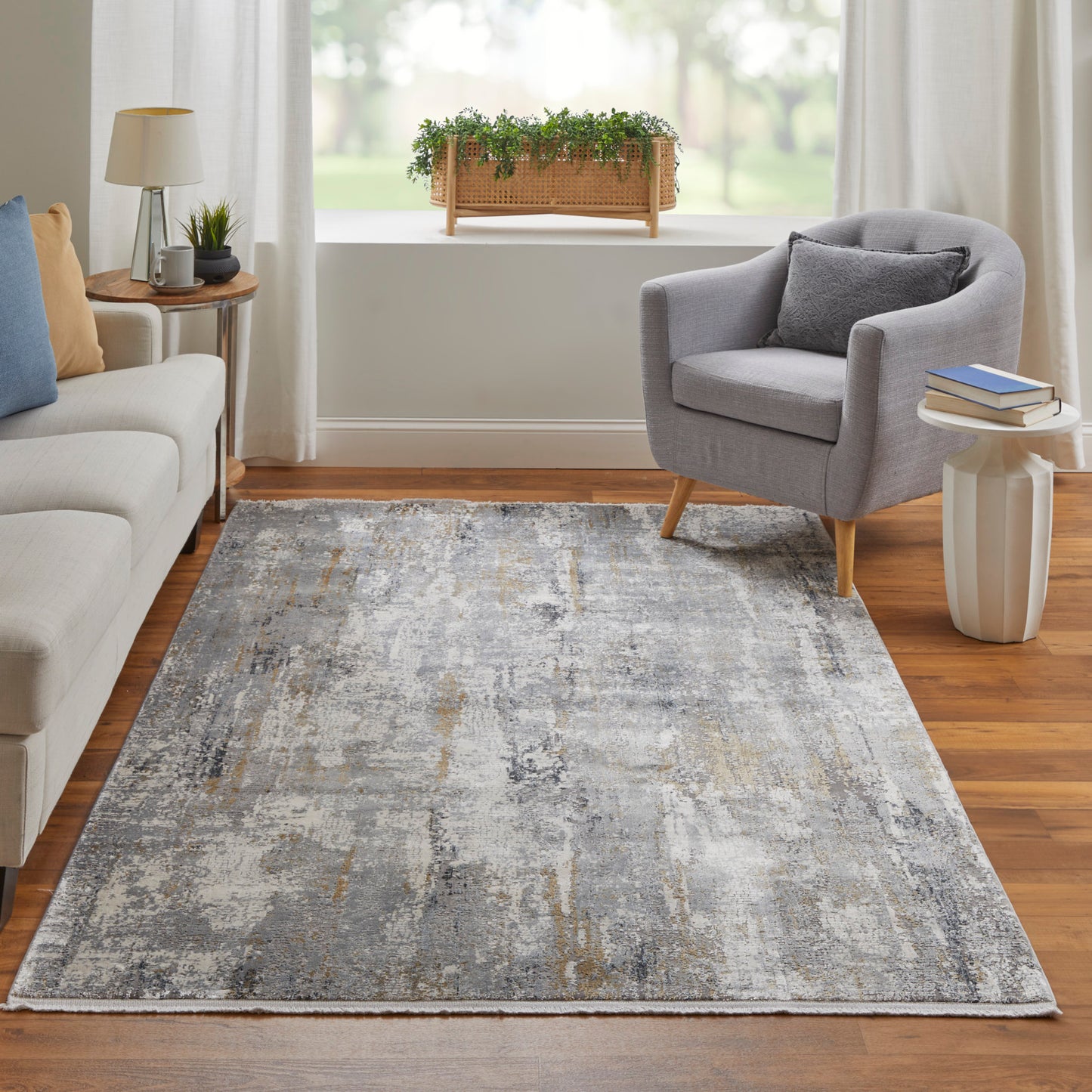 Feizy Cadiz 3887F Ivory Gray Modern/Casual/Industrial Machine Woven Rug - Rugs - Feizy - Atlanta Designer Rugs