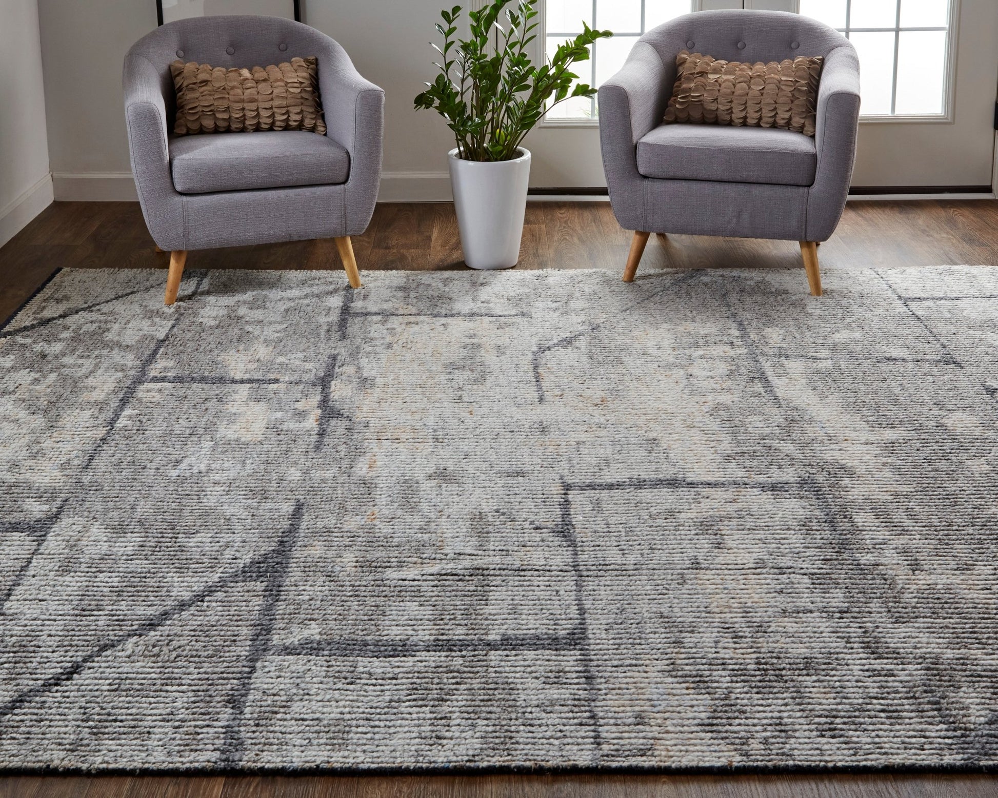 Feizy Alford 6925F Gray Charcoal Modern/Industrial Hand Knotted Rug - Rugs - Feizy - Atlanta Designer Rugs