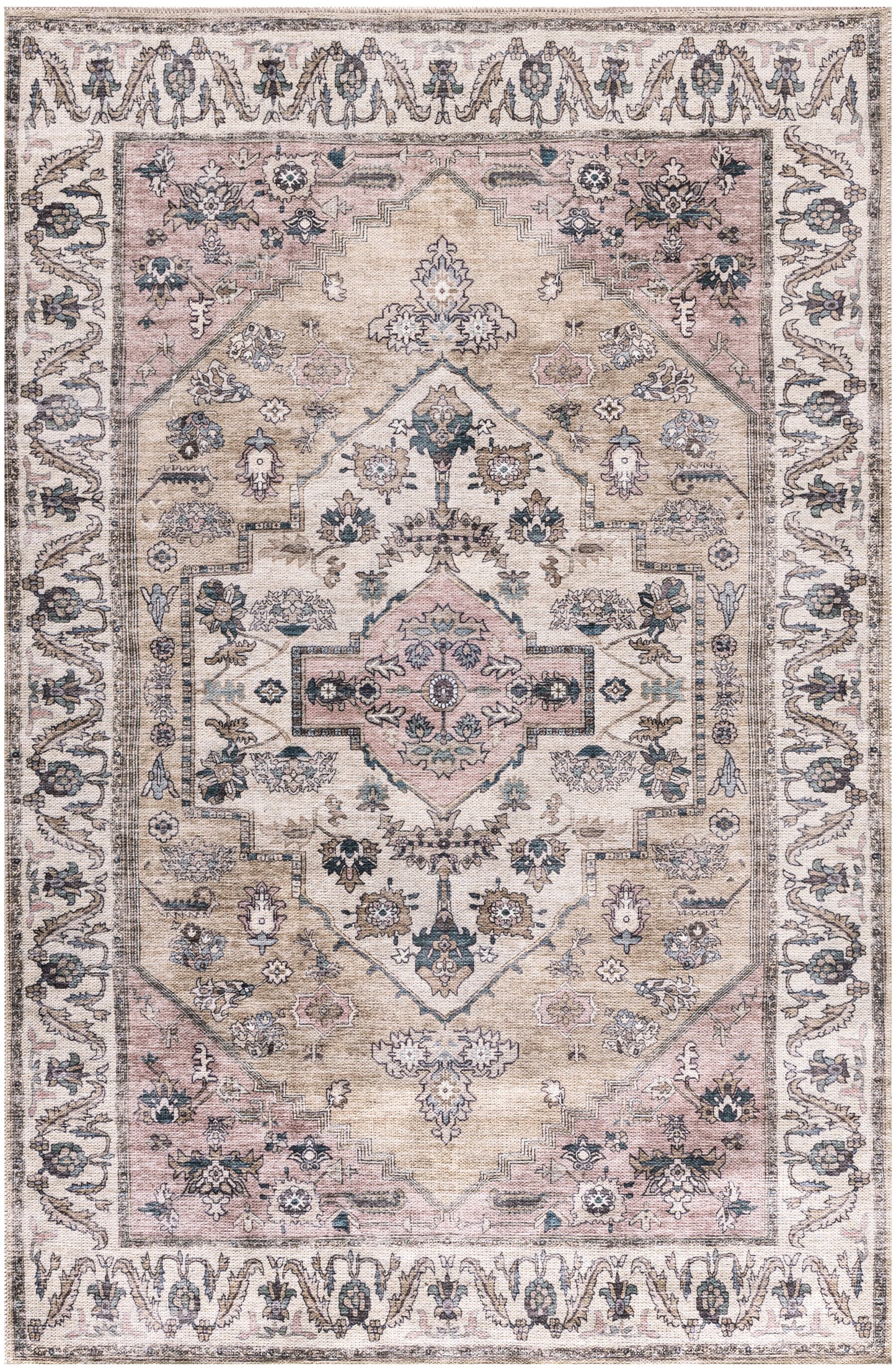 Nourison Home Grand Washables GRW03 Beige Multicolor Traditional Power-Loomed Rug