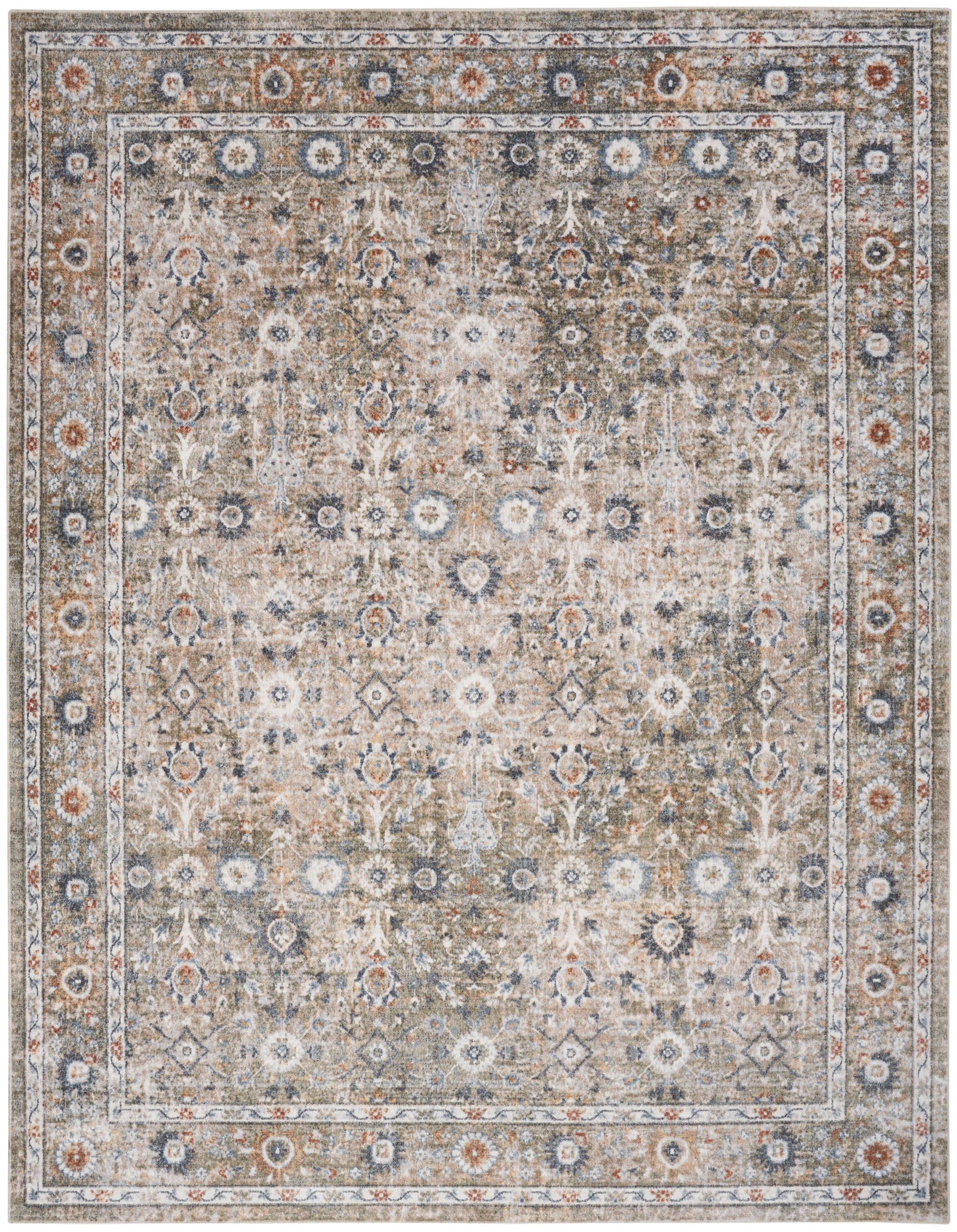 Nourison Home Astra Machine Washable ASW16 Gold Grey Traditional Machinemade Rug