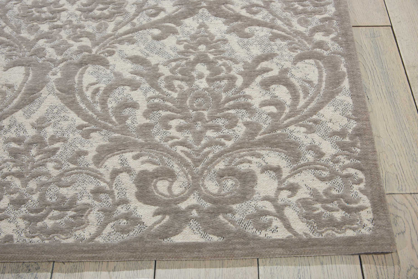 Nourison Home Damask  Ivory Grey  Traditional