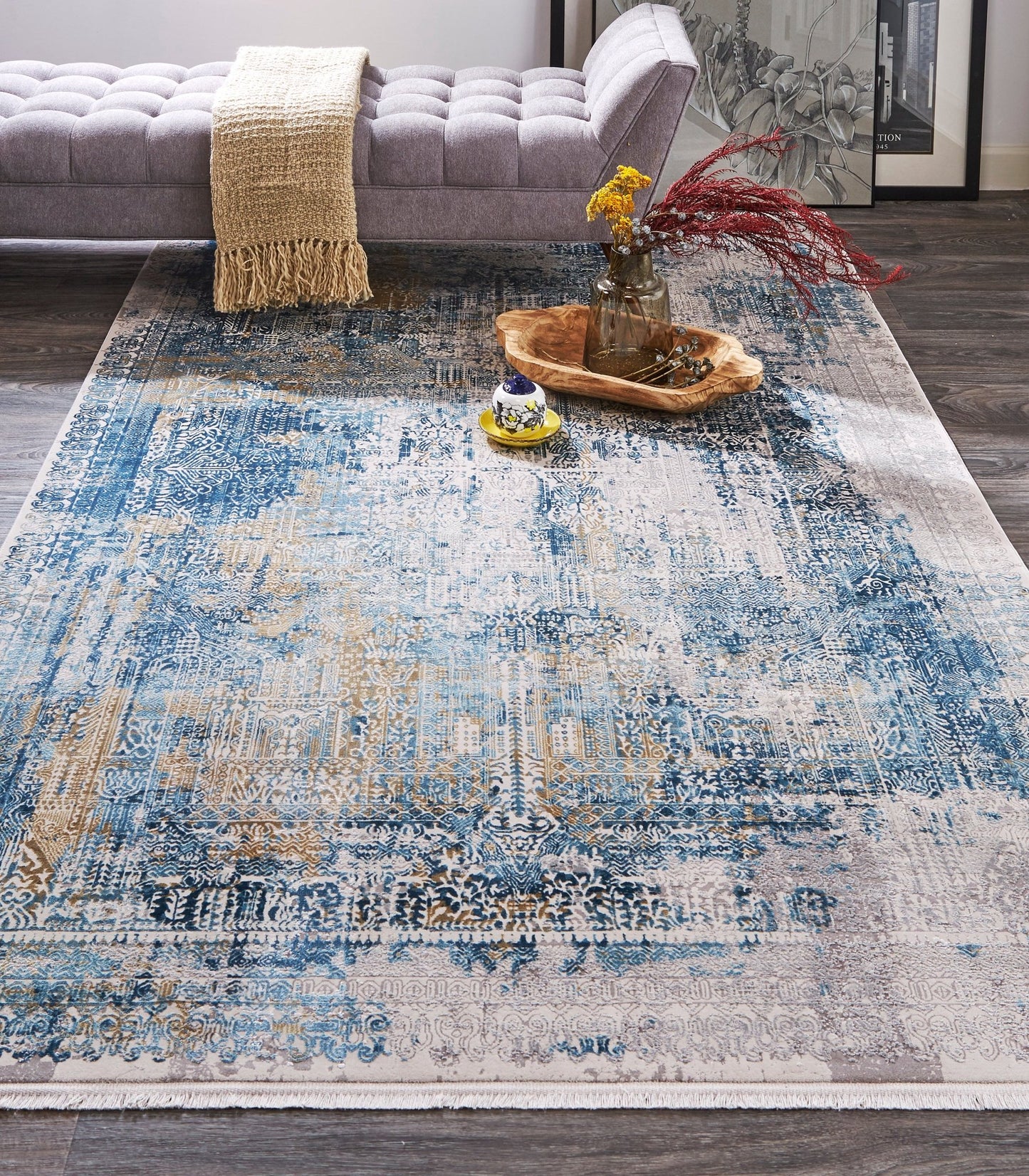 Feizy Cadiz 3890F Blue Gray Modern/Industrial/Luxury & Gla Machine Woven Rug - Rugs - Feizy - Atlanta Designer Rugs