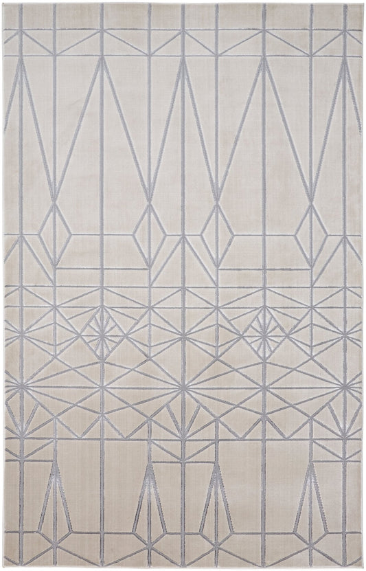 Feizy Micah 3045F Ivory Silver Modern/Mid - Century Modern Machine Woven Rug - Rugs - Feizy - Atlanta Designer Rugs