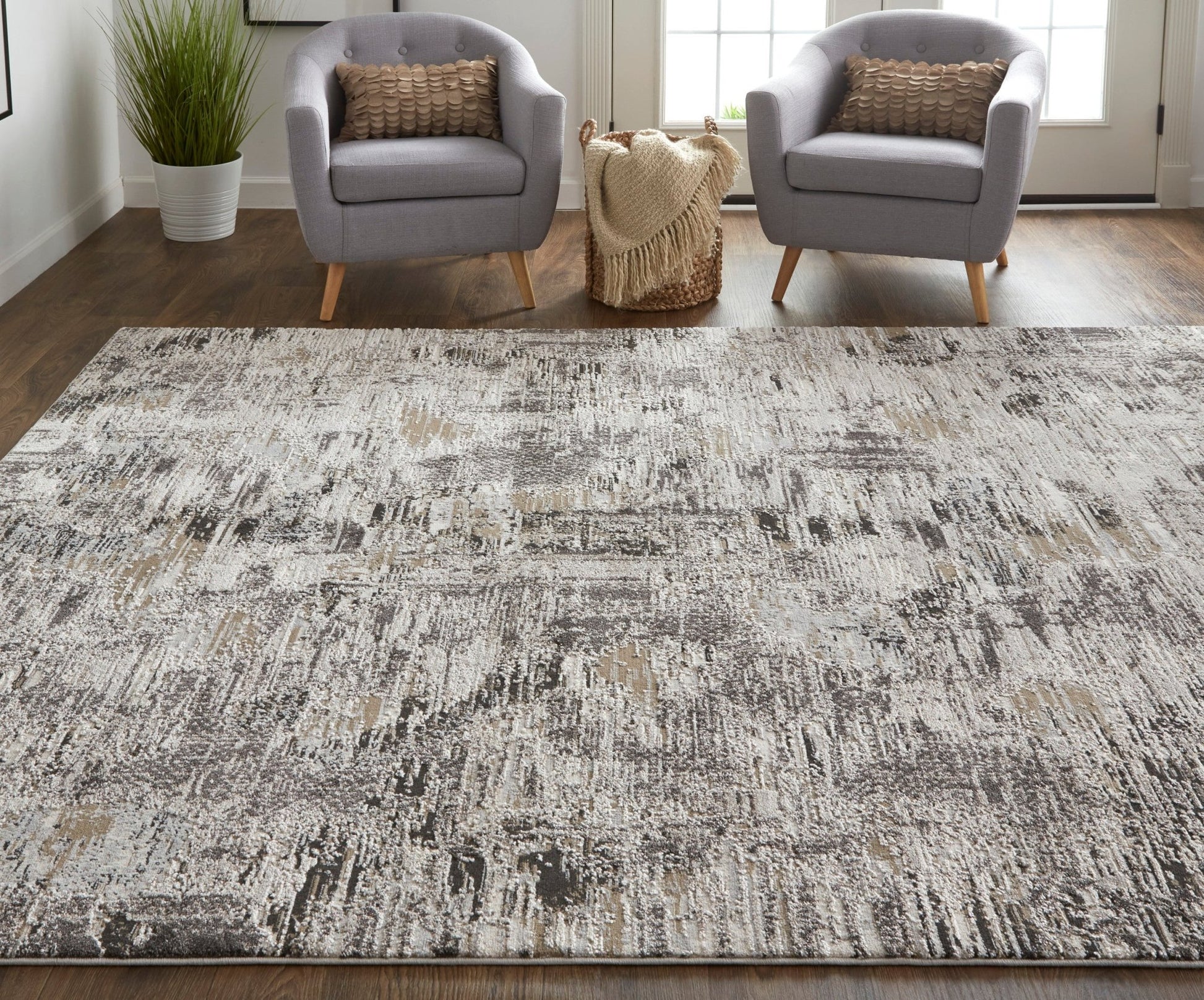 Feizy Vancouver 39FHF Ivory Charcoal Modern/Industrial Rug - Rugs - Feizy - Atlanta Designer Rugs