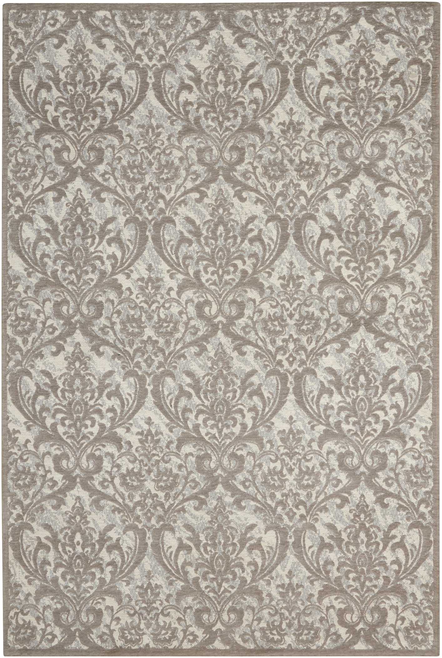 Nourison Home Damask  Ivory Grey  Traditional