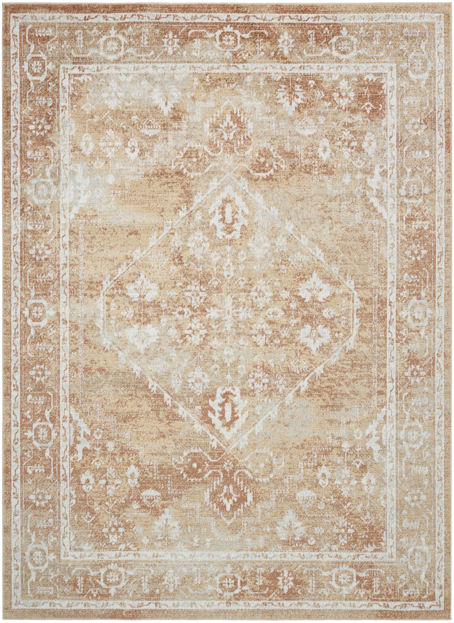 Nourison Home Astra Machine Washable ASW11 Rust Multicolor Traditional Power-Loomed Rug