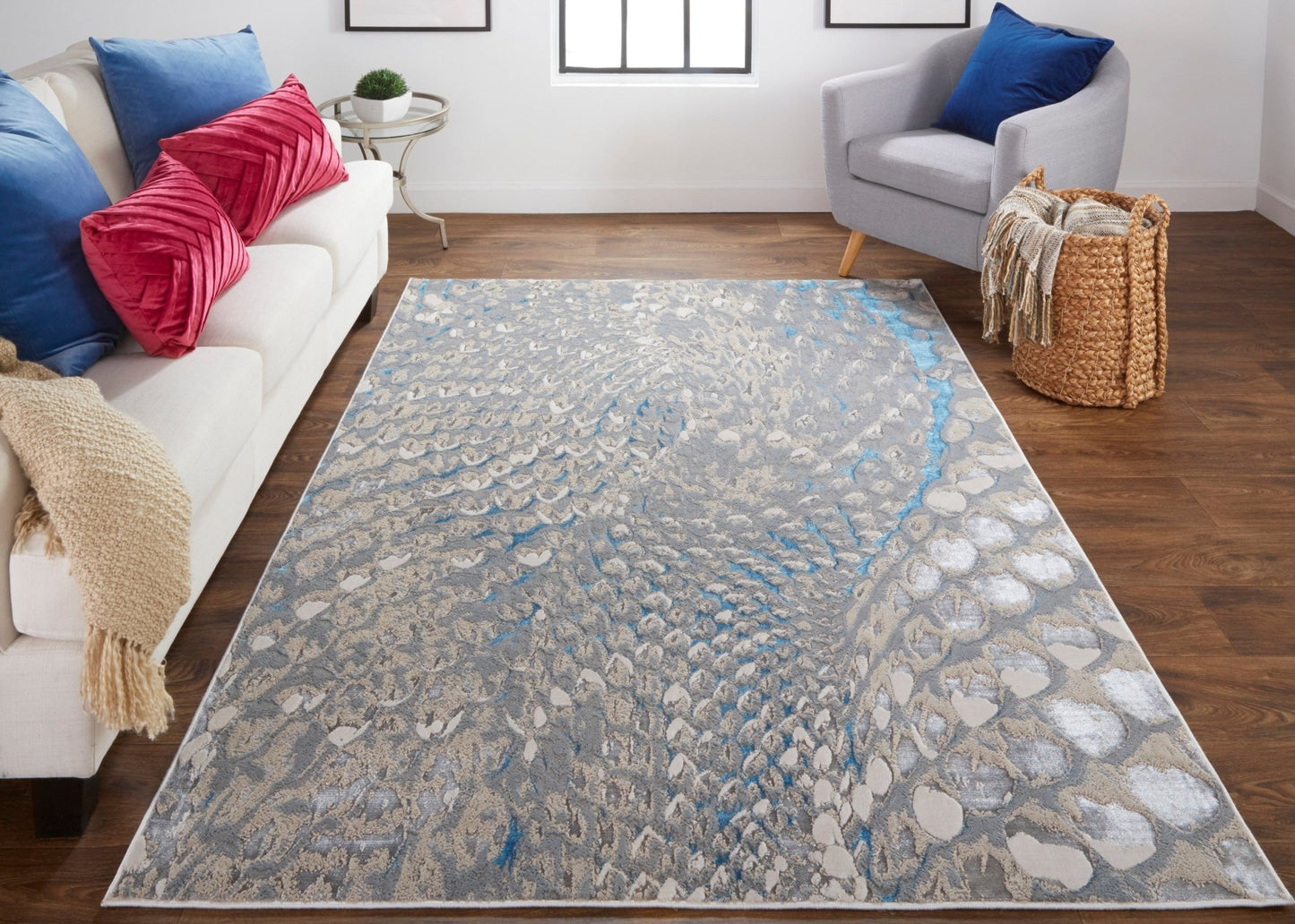 Feizy Azure 3403F Blue Silver Modern/Industrial Machinemade Rug - Rugs - Feizy - Atlanta Designer Rugs