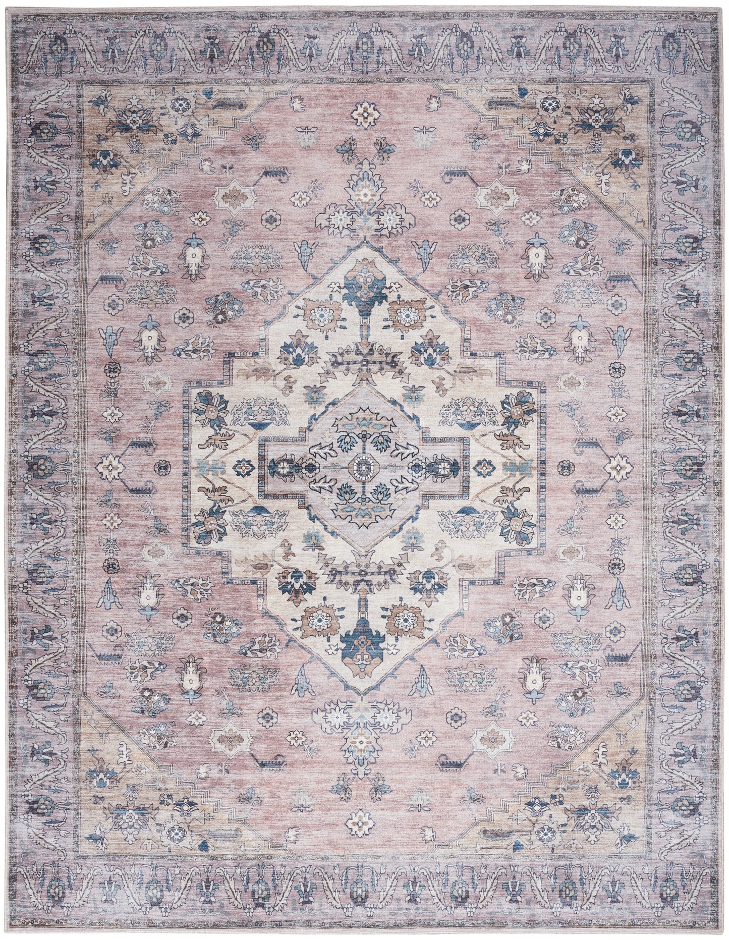 Nourison Home Grand Washables GRW03 Blush Traditional Power-Loomed Rug