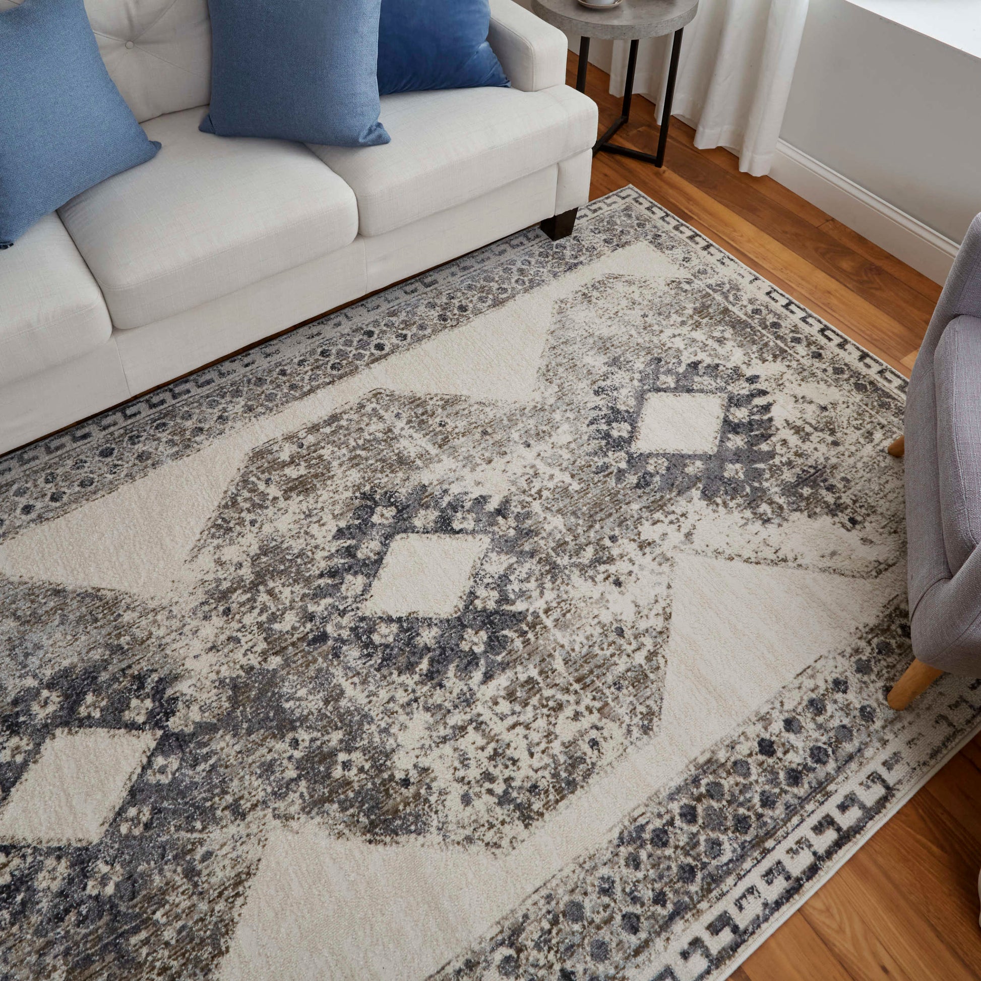 Feizy Kano 39LJF Ivory Charcoal Transitional/Classic/Bohemian Rug - Rugs - Feizy - Atlanta Designer Rugs