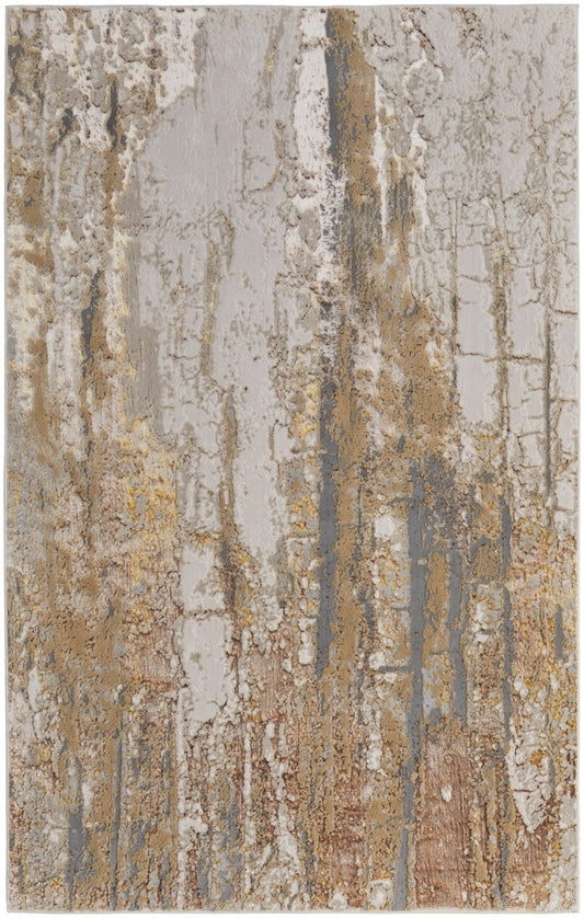 Feizy Aura 39LMF Gold Ivory Abstract Machine Woven Rug - Rugs - Feizy - Atlanta Designer Rugs