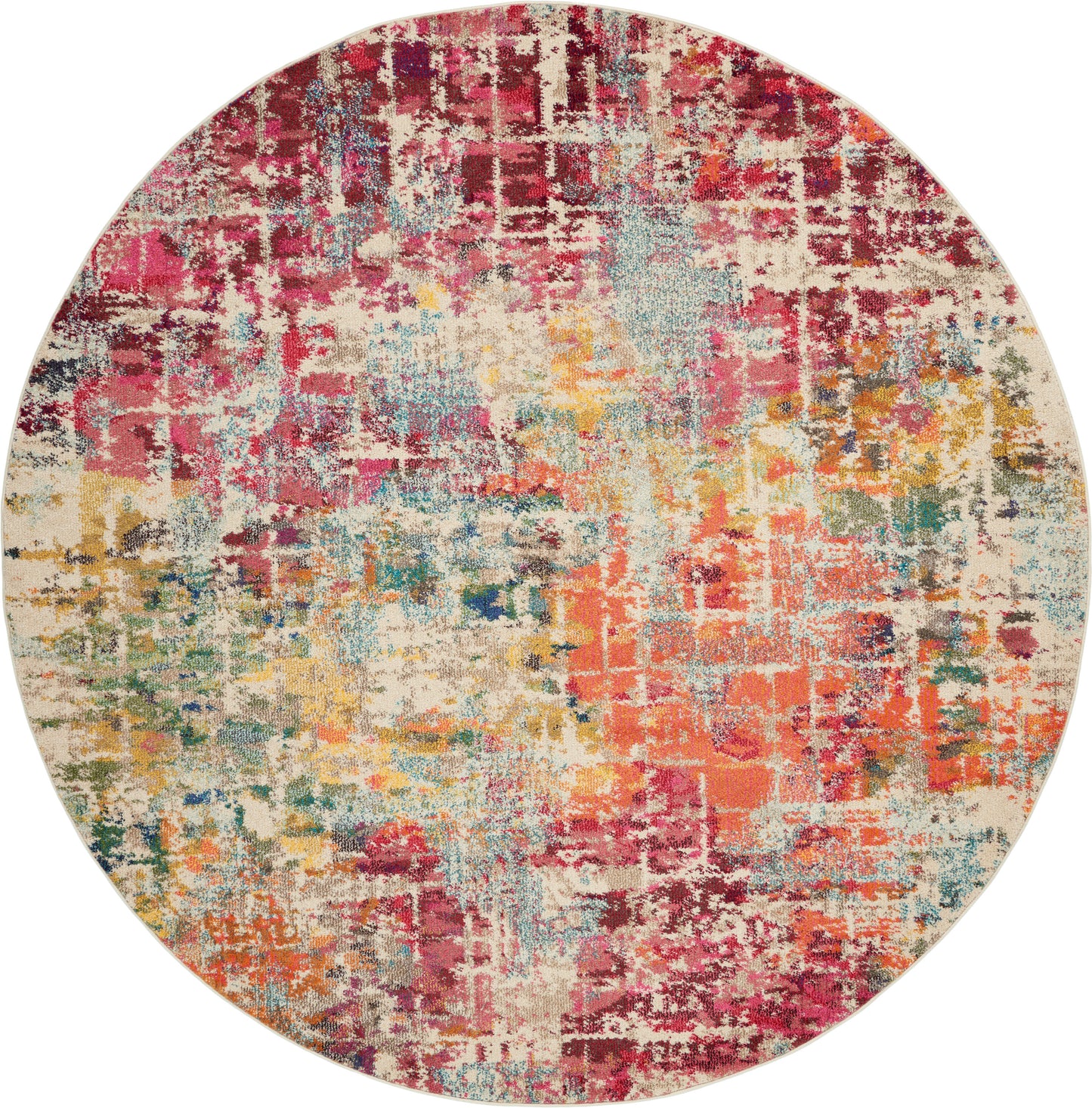 Nourison Home Celestial CES13 Pink Multicolor Contemporary Power-Loomed Rugs