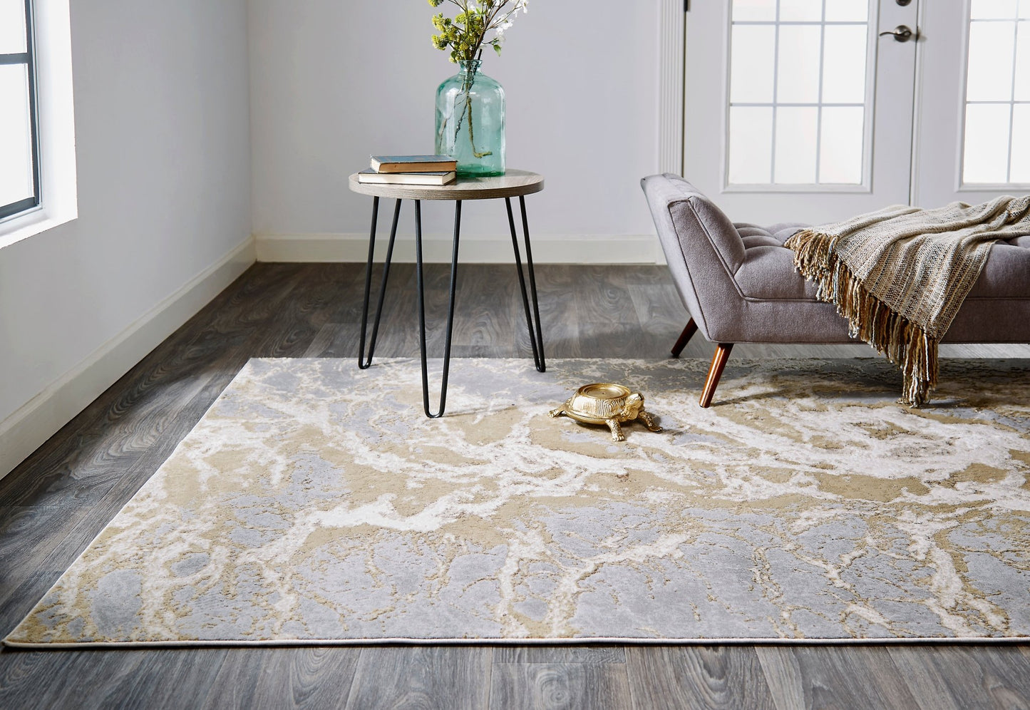 Feizy Aura 3563F Beige Gray Marble Machine Woven Rug - Rugs - Feizy - Atlanta Designer Rugs