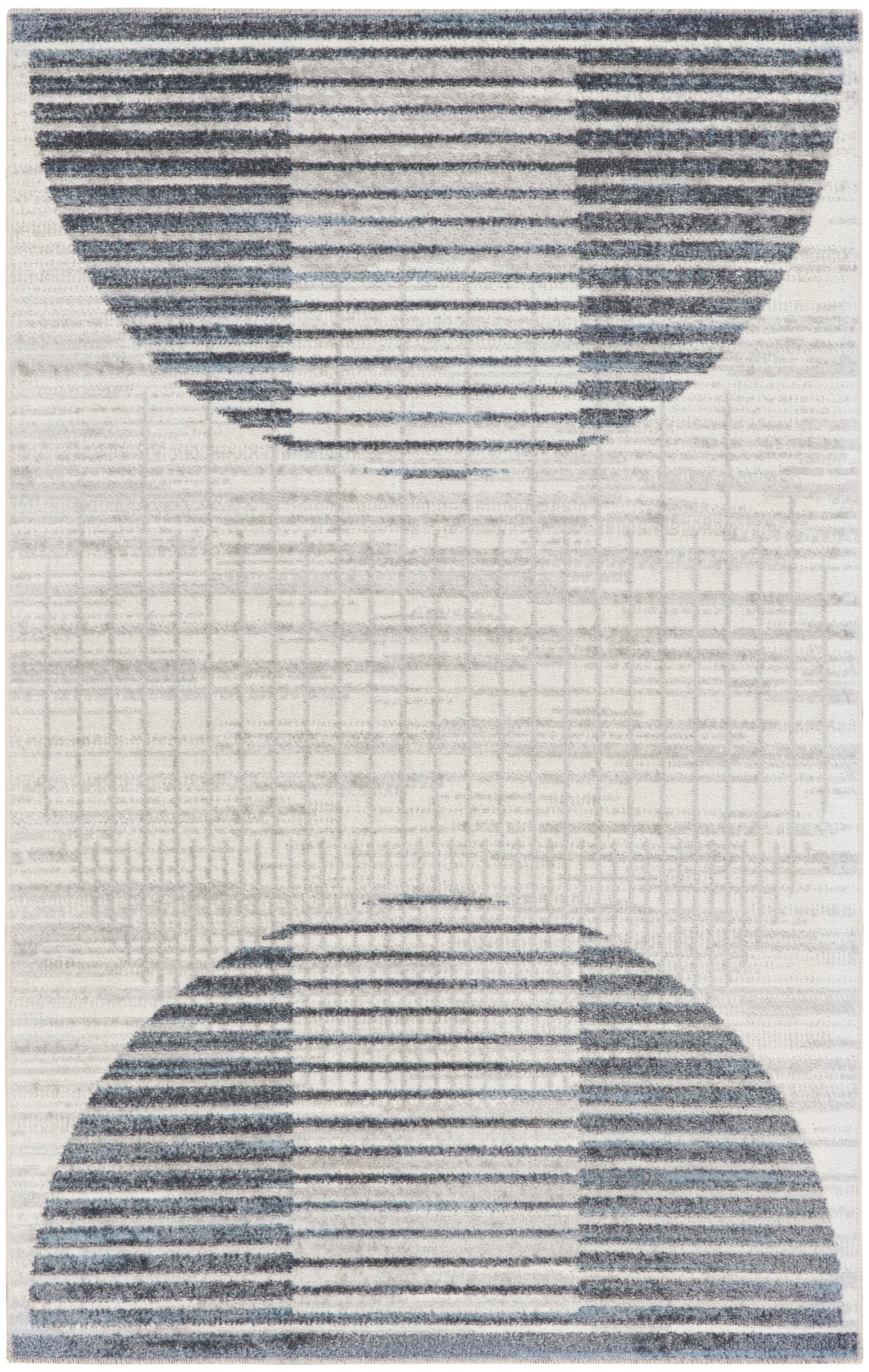 Nourison Home Astra Machine Washable ASW03 Ivory Blue Contemporary Machinemade Rug