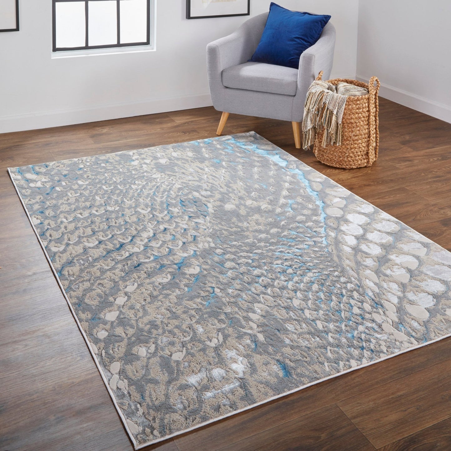 Feizy Azure 3403F Blue Silver Modern/Industrial Machinemade Rug - Rugs - Feizy - Atlanta Designer Rugs