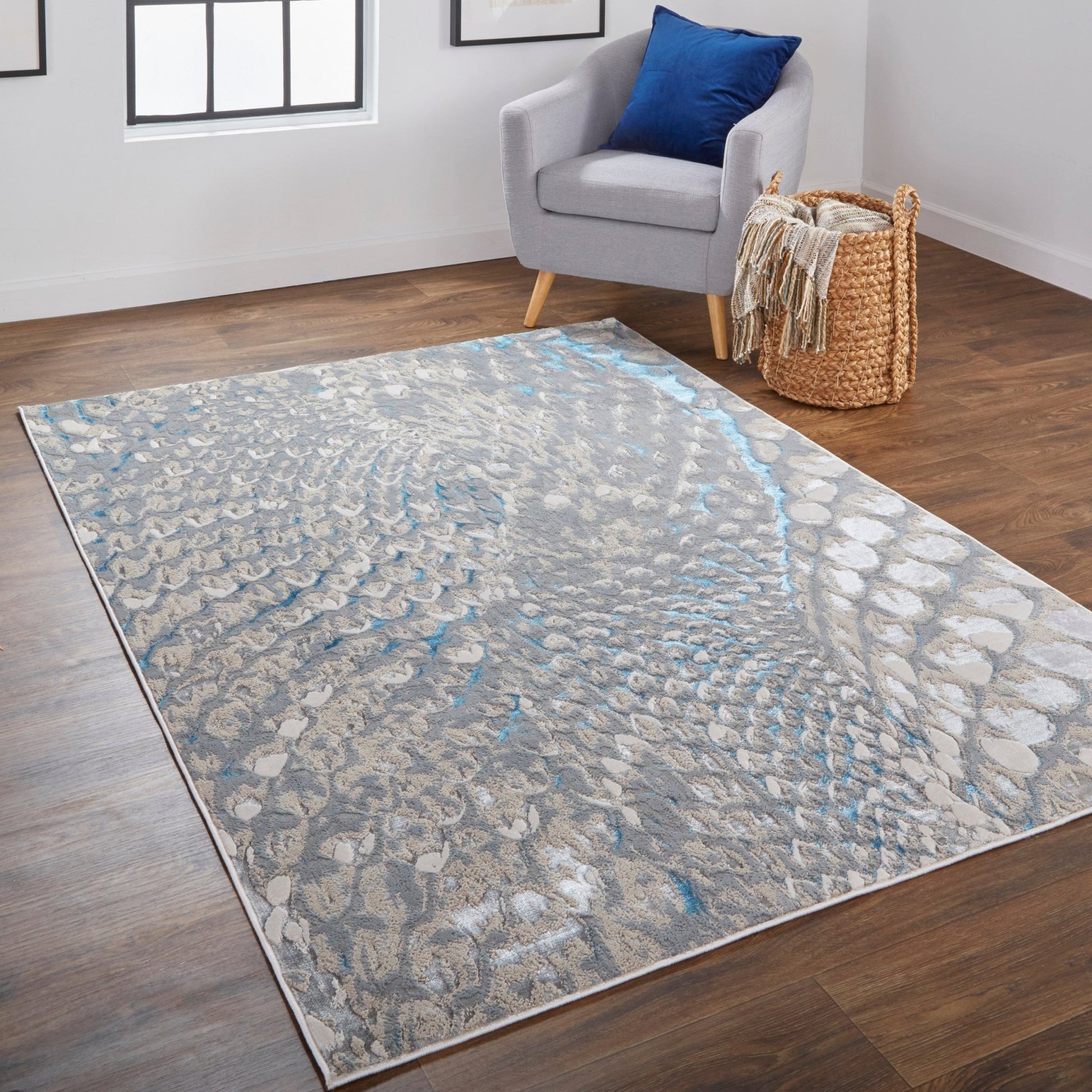 Feizy Azure 3403F Blue Silver Modern/Industrial Machinemade Rug - Rugs - Feizy - Atlanta Designer Rugs