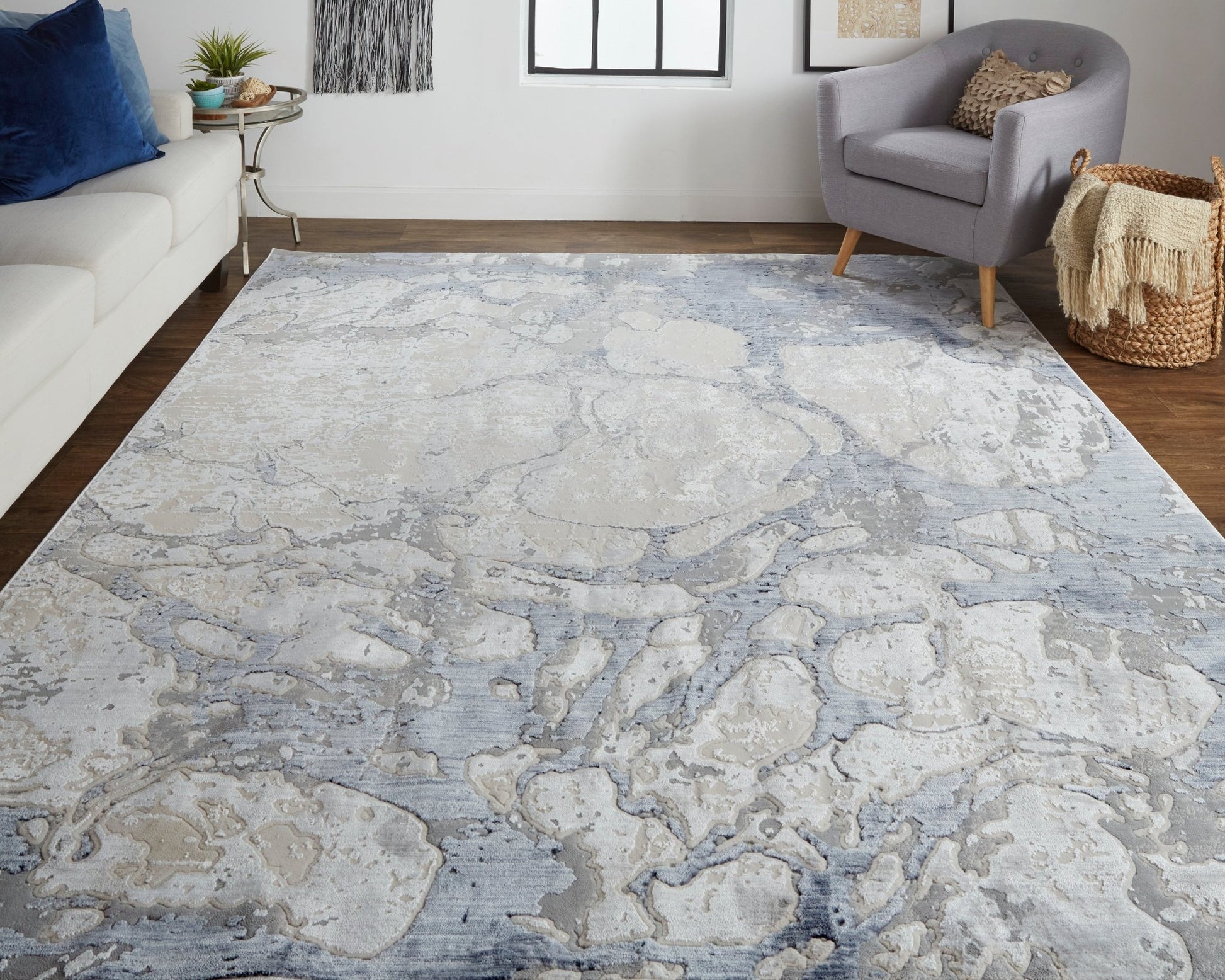 Feizy Laina 39G8F Blue Transitional/Casual Machine Woven Rug - Rugs - Feizy - Atlanta Designer Rugs