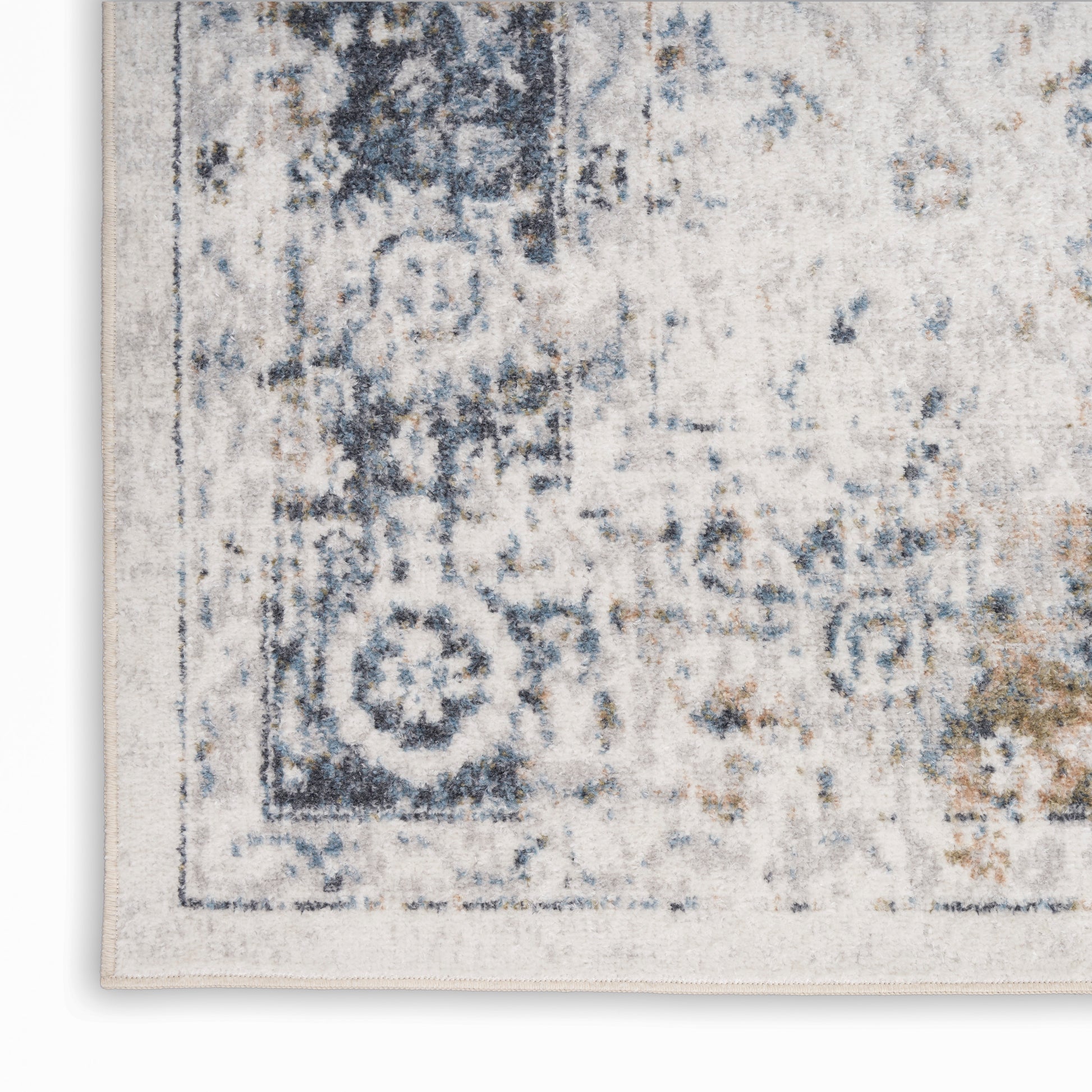 Nourison Home Astra Machine Washable ASW16 Ivory Blue Traditional Machinemade Rug