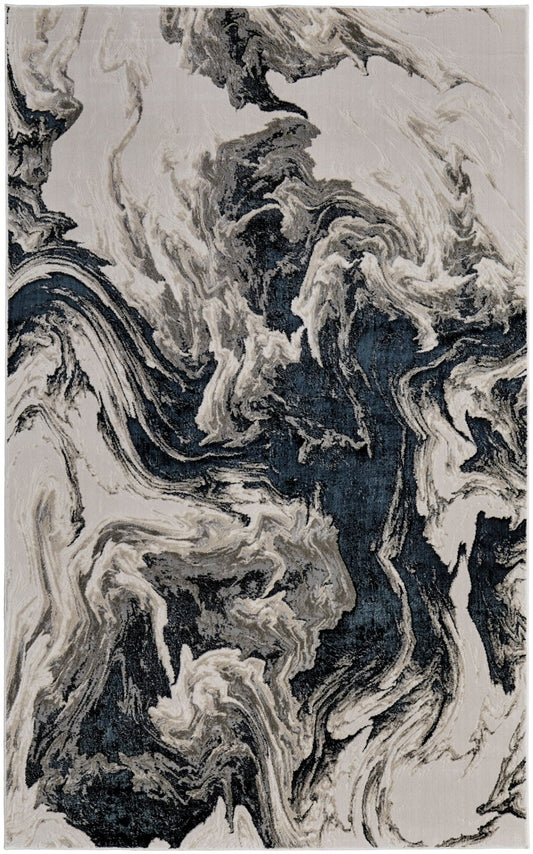 Feizy Micah 39LPF Black Ivory Abstract Machine Woven Rug - Rugs - Feizy - Atlanta Designer Rugs