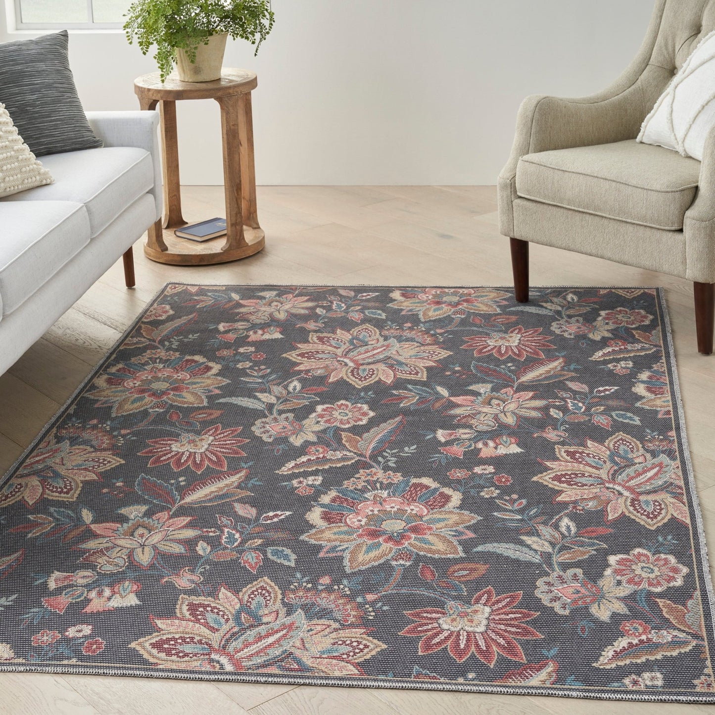 Waverly Washables Collection WAW01 Charcoal Contemporary Machinemade Rug - Rugs - Waverly - Atlanta Designer Rugs